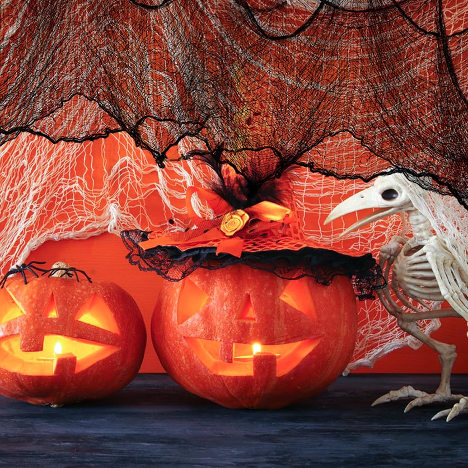 Halatool Paquete de 8 paños espeluznantes de Halloween de 30 x 90 pulgadas, gasa negra espeluznante para colgar en decoración de Halloween,