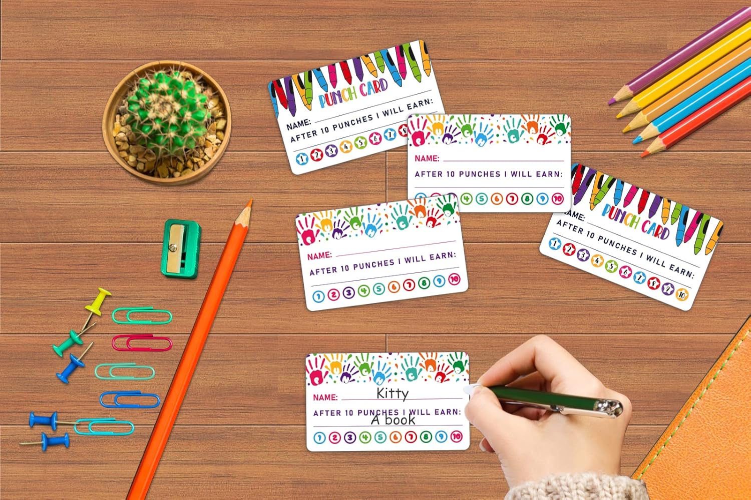 PETCEE 100 tarjetas perforadoras para niños, estudiantes, tarjetas de recompensa de incentivo para comportamiento en el aula, tarjetas perforadas