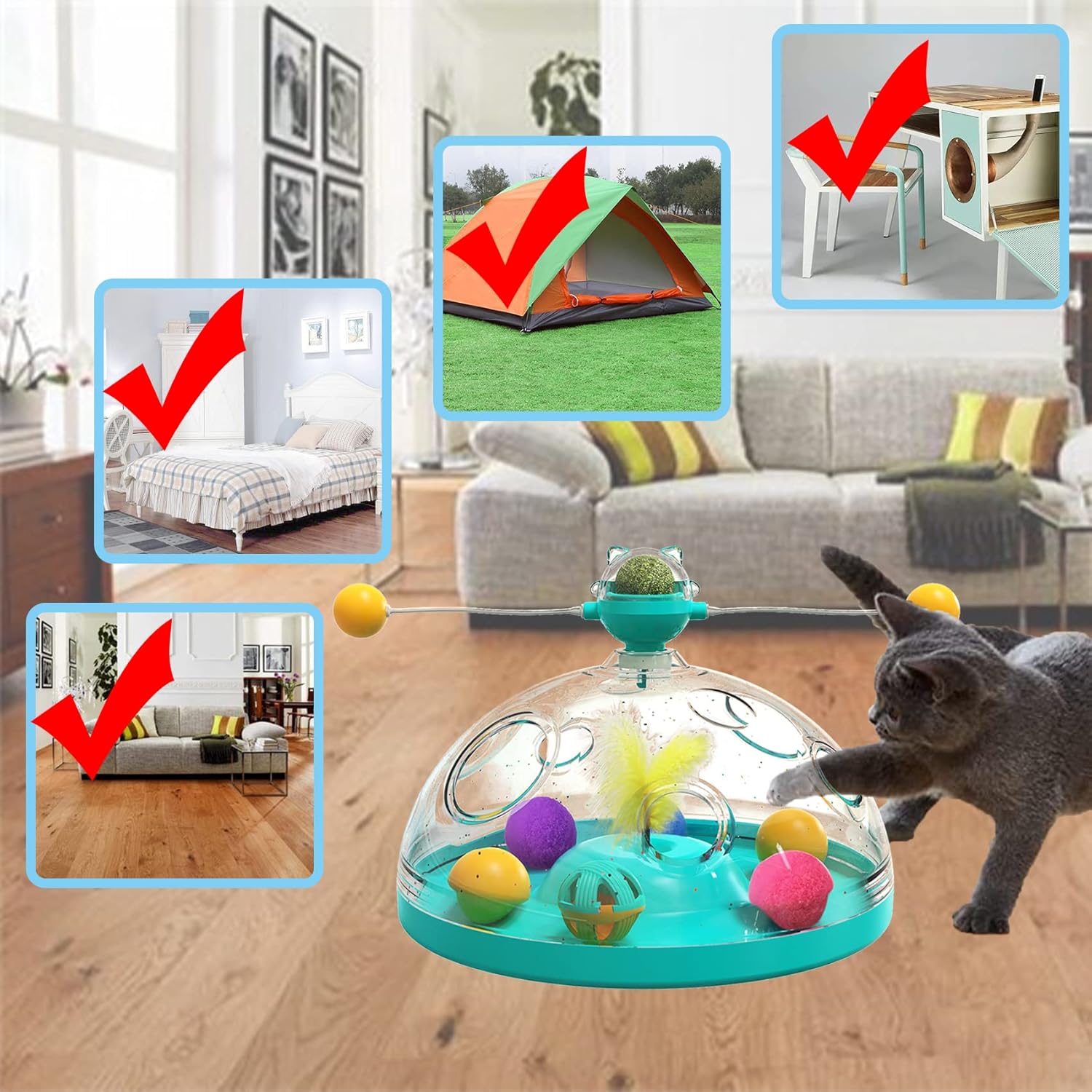 Juguetes para gatos de interior, rompecabezas interactivos para gatos, estimulación mental, estimulación mental, juegos cerebrales, bolas de hierba
