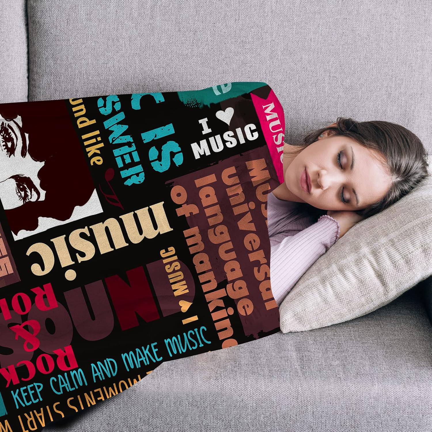 Manta musical, regalos de música para hombres, mujeres, amantes de la música, estudiantes, manta musical de regalo para guitarrista, baterista,
