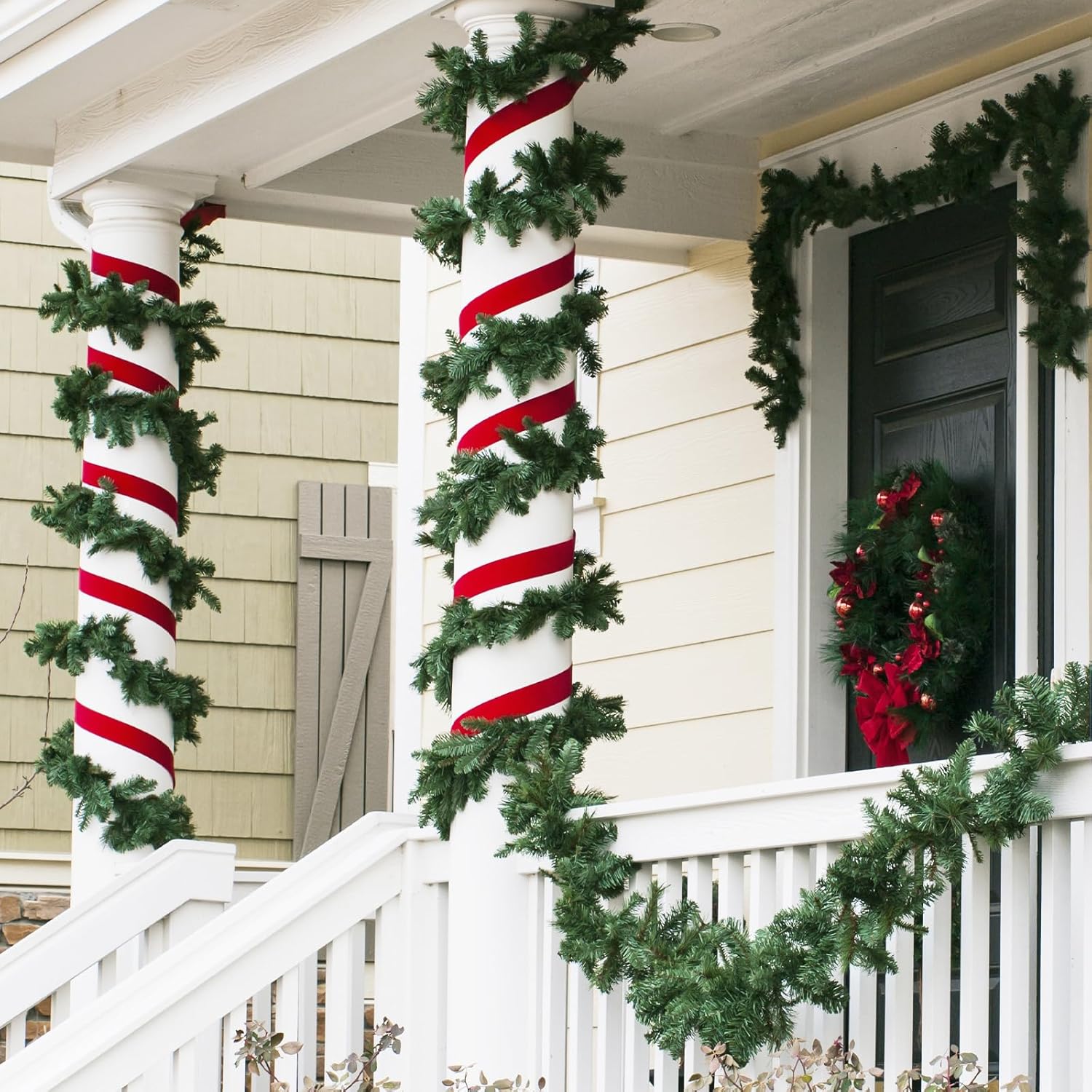 30 lazos de guirnalda de Navidad, agujas de pino artificiales, tallos de vegetación flexibles, lazos decorativos para árbol de vacaciones, fiestas,