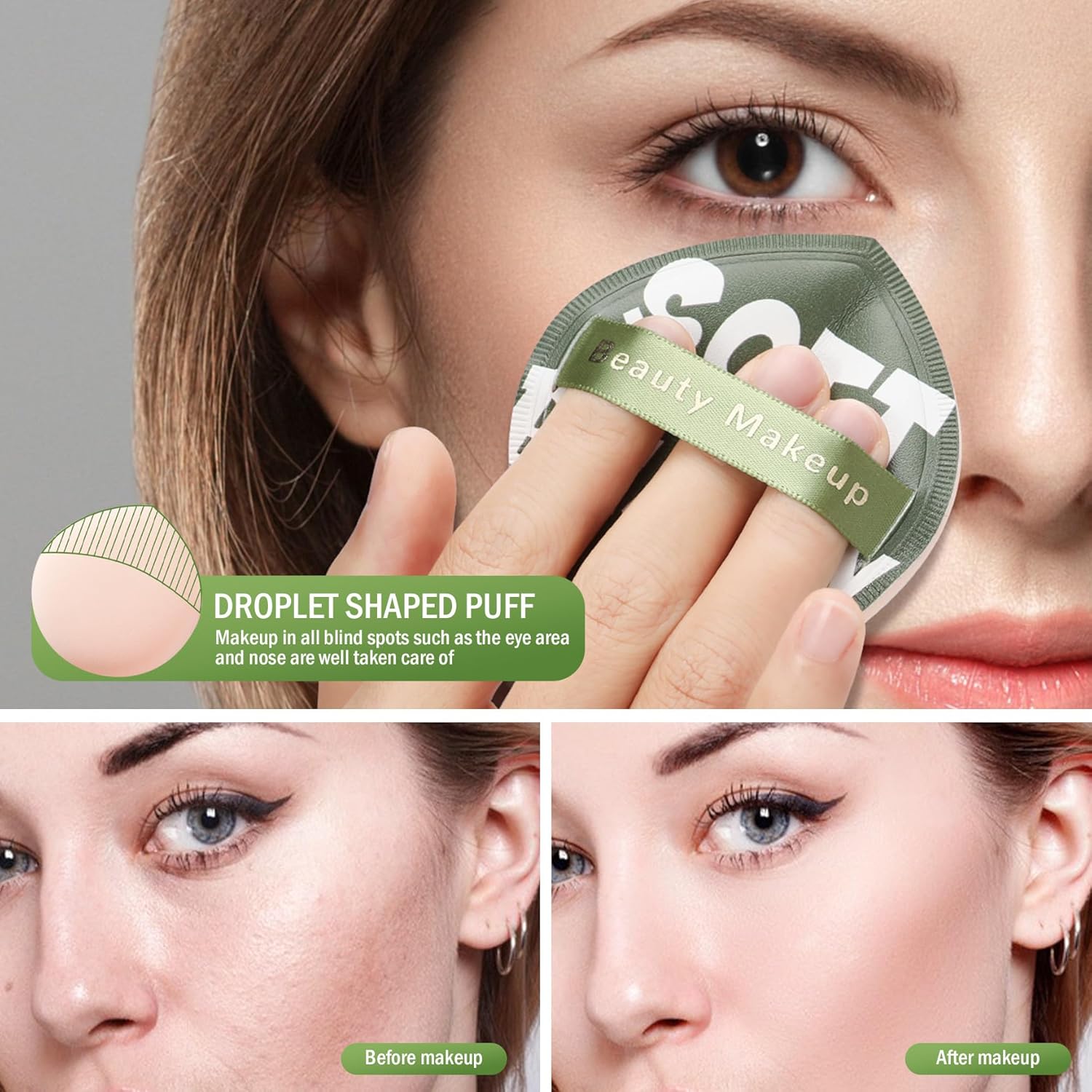 Esponja de maquillaje grande, 2 unidades, esponjas de polvo súper suaves que se aplican rápidamente en 3 segundos, herramienta de maquillaje en seco