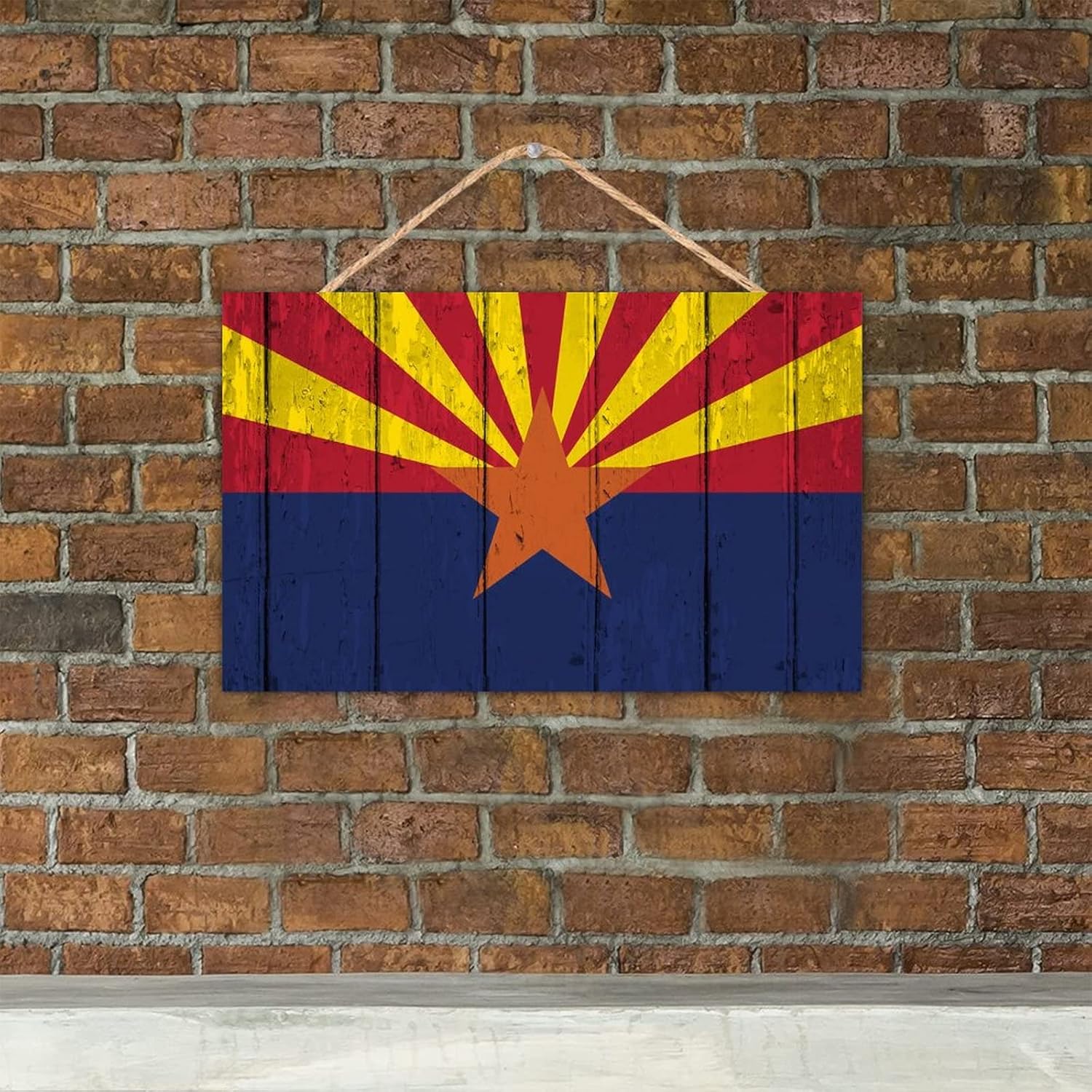 TEANFUN Letrero colgante de madera del estado de Arizona, bandera rústica del estado de Arizona, letrero de pared de madera para colgar en la