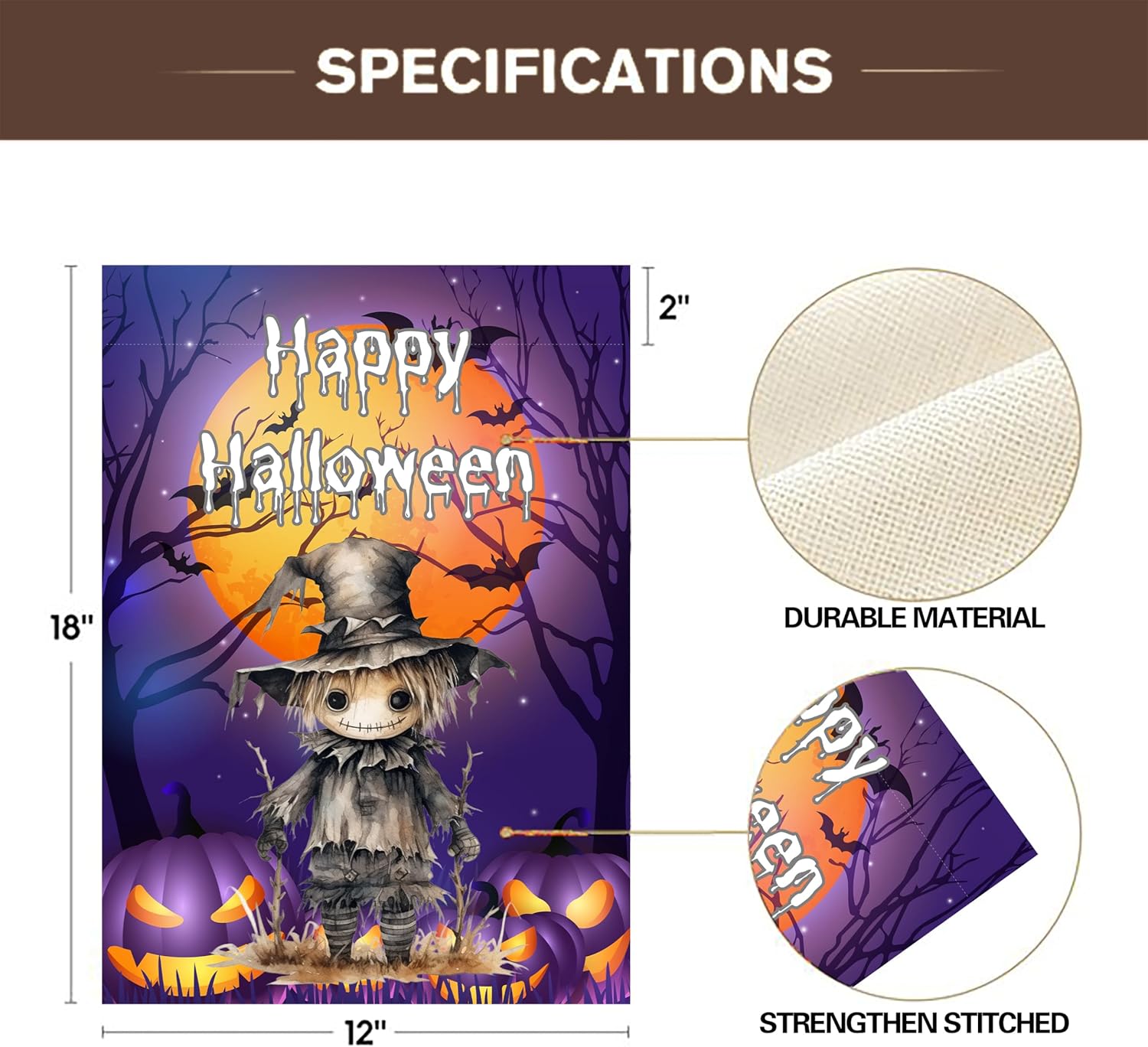 Homiguar Bandera de jardín de gato negro con calabaza de Halloween, doble cara, para decoración de patio de fiesta, 12 x 18 pulgadas (estilo feliz