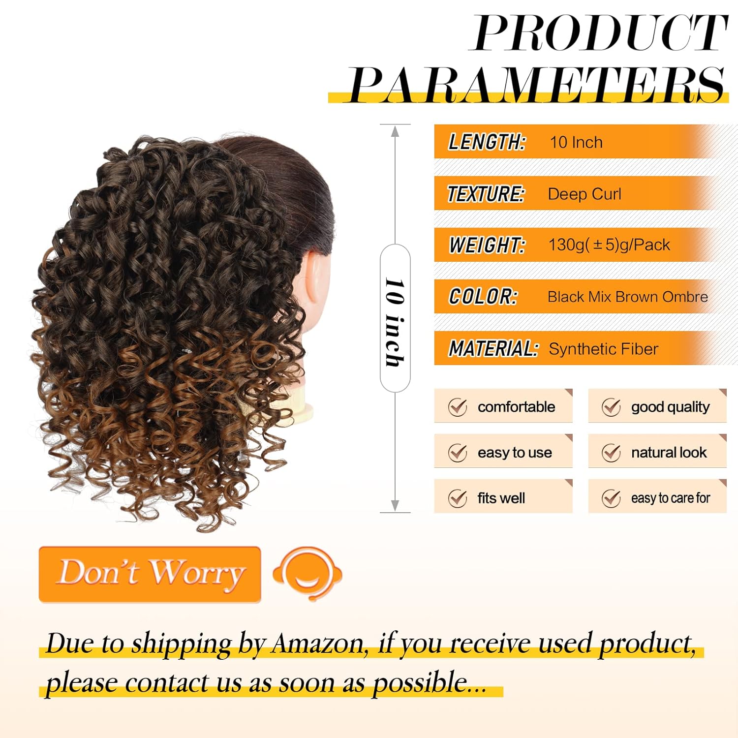 PEACOCO Cola de caballo afro rizada con cordón para mujeres negras, extensiones de cabello sintético de 10 pulgadas con clip en extensiones de cola