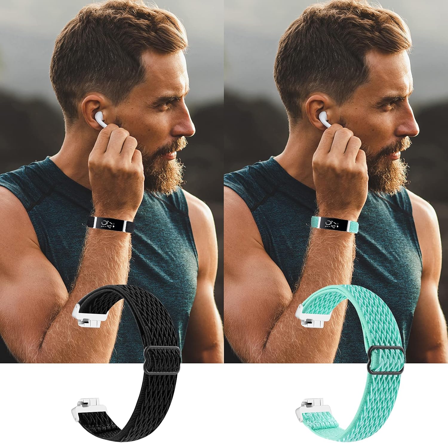 Paquete de 2 correas elásticas para reloj compatibles con Fitbit Inspire 2InspireInspire HR, pulsera deportiva de nailon suave transpirable de