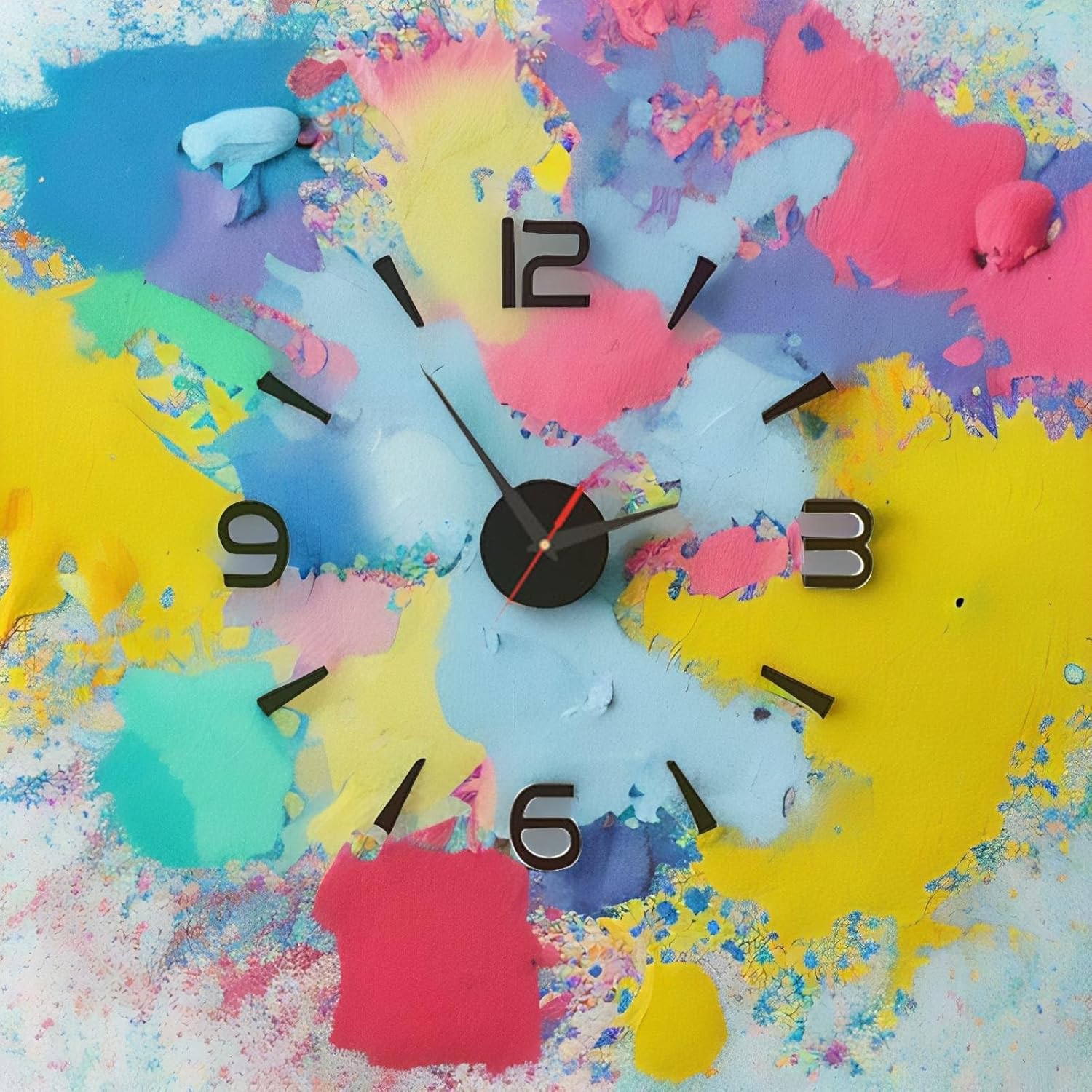 Reloj de pared DIY, reloj de pared DIY sin marco, reloj de pared DIY 15.7 in pequeño negro moderno simple estilo europeo silencioso acrílico sin