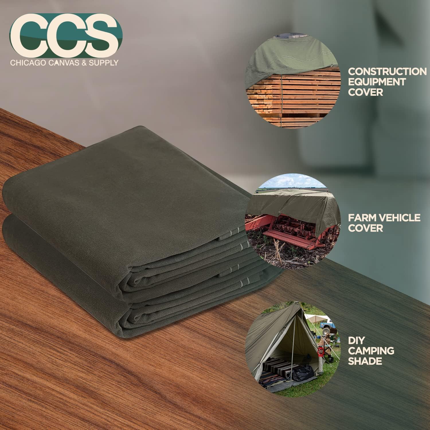 CCS CHICAGO CANVAS & SUPPLY – Lona impermeable resistente, extraduradera, para varios usos, funda de lona de campamento con ojales inoxidables para