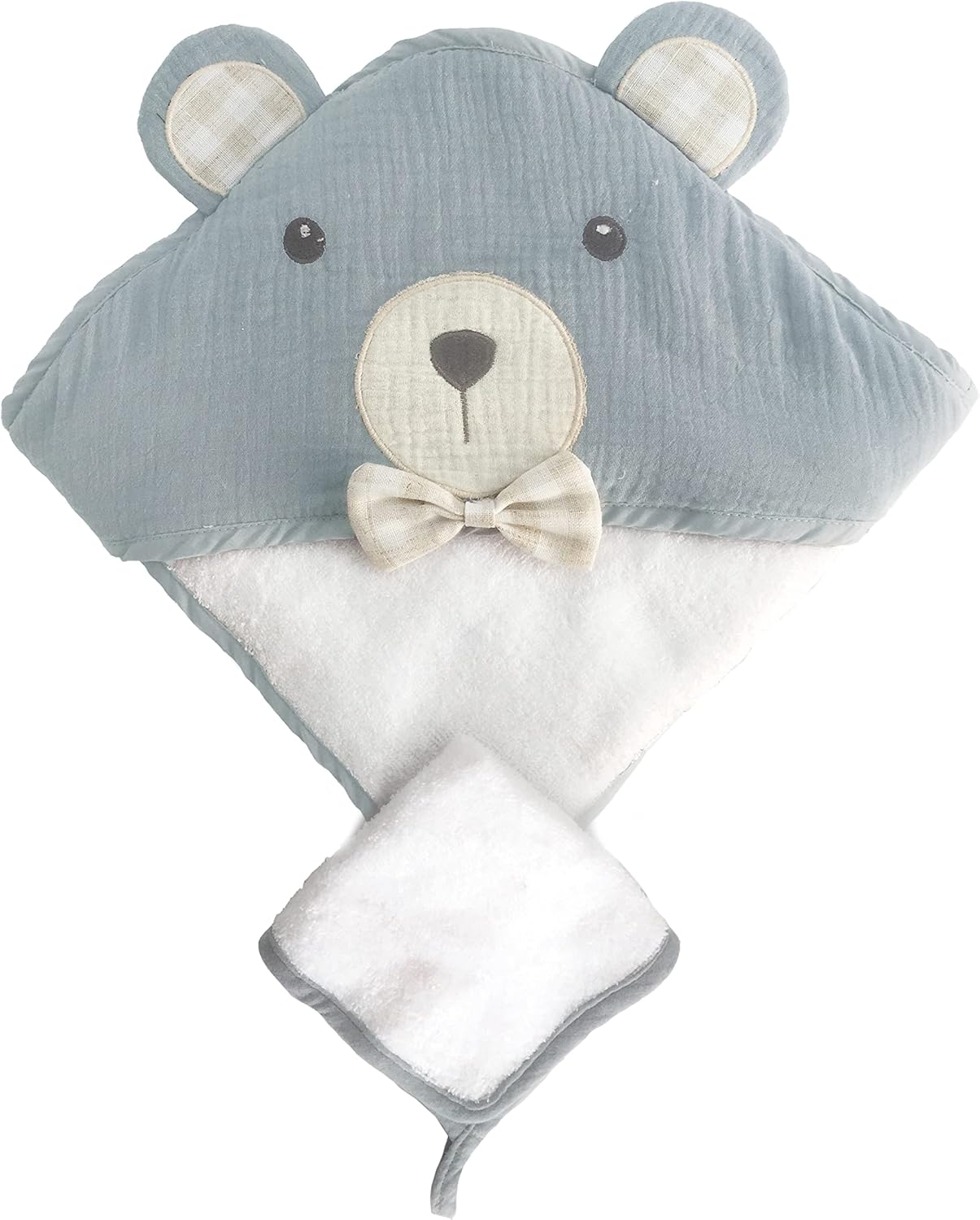 MON AMI Juego de toallas y toallas de algodón con capucha de oso de muselina de rizo con capucha para bebés, bebés, niños o niñas, de 0 a 18 meses.