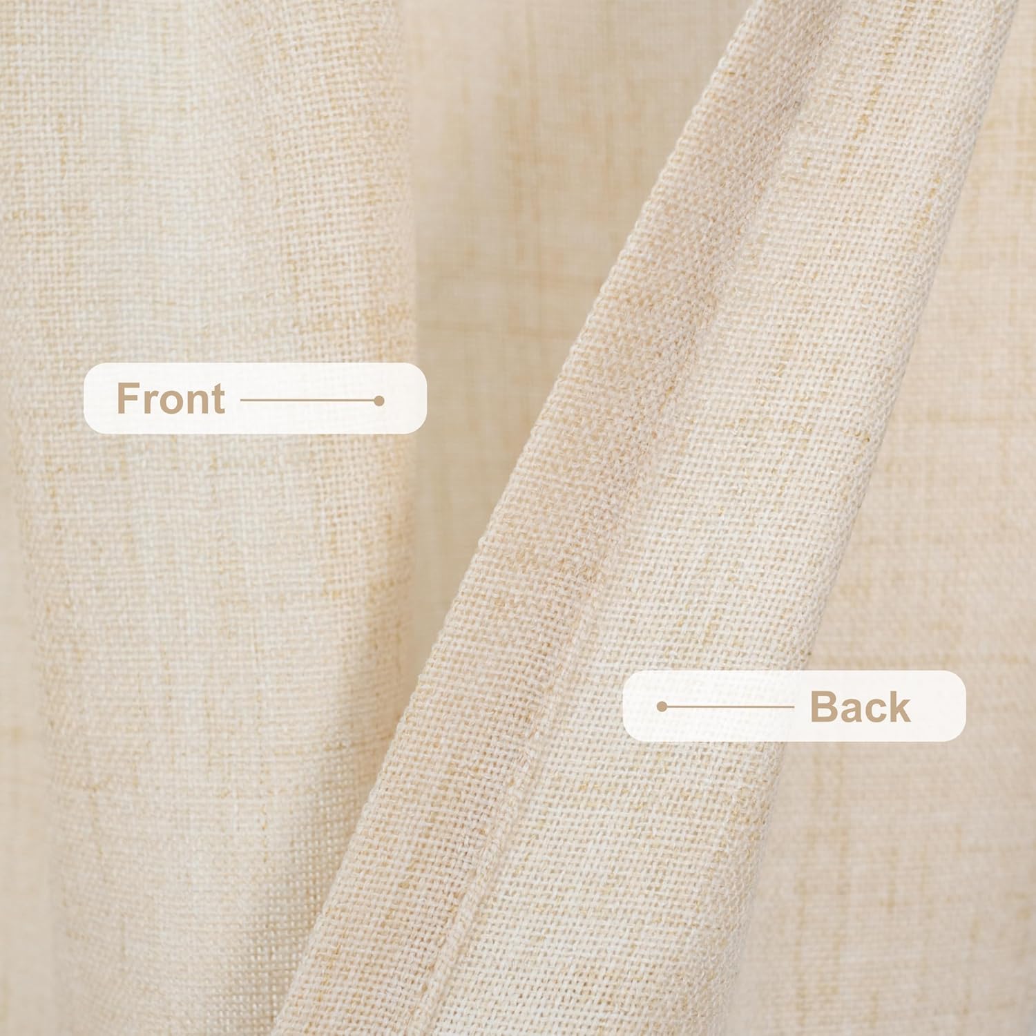 DriftAway Cenefa plisada para ventana de cocina, cenefa de lino con textura de color beige liso, 108 pulgadas de ancho para sala de estar,