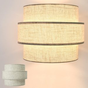 Pantallas de lámpara para lámparas de pie, lámpara de repuesto de lámpara colgante de iluminación, pantalla de tela de tambor de 3 niveles con lino Pantallas de lámpara para lámparas de pie, lámpara de repuesto de lámpara colgante de iluminación, pantalla de tela de tambor de 3 niveles con lino