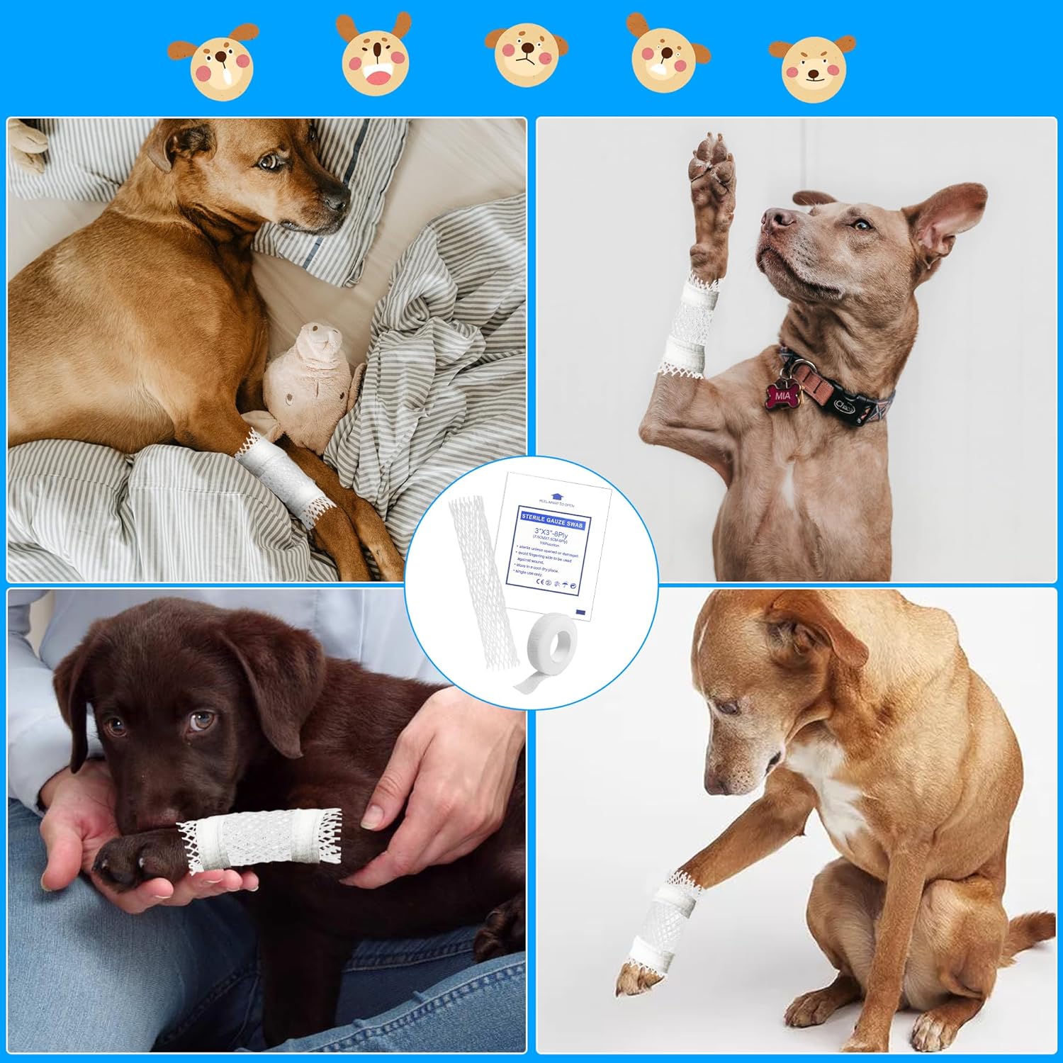 Protector de cola de perro, paquete de iniciación para cola de perro, vendaje veterinario para perros, mascotas y animales