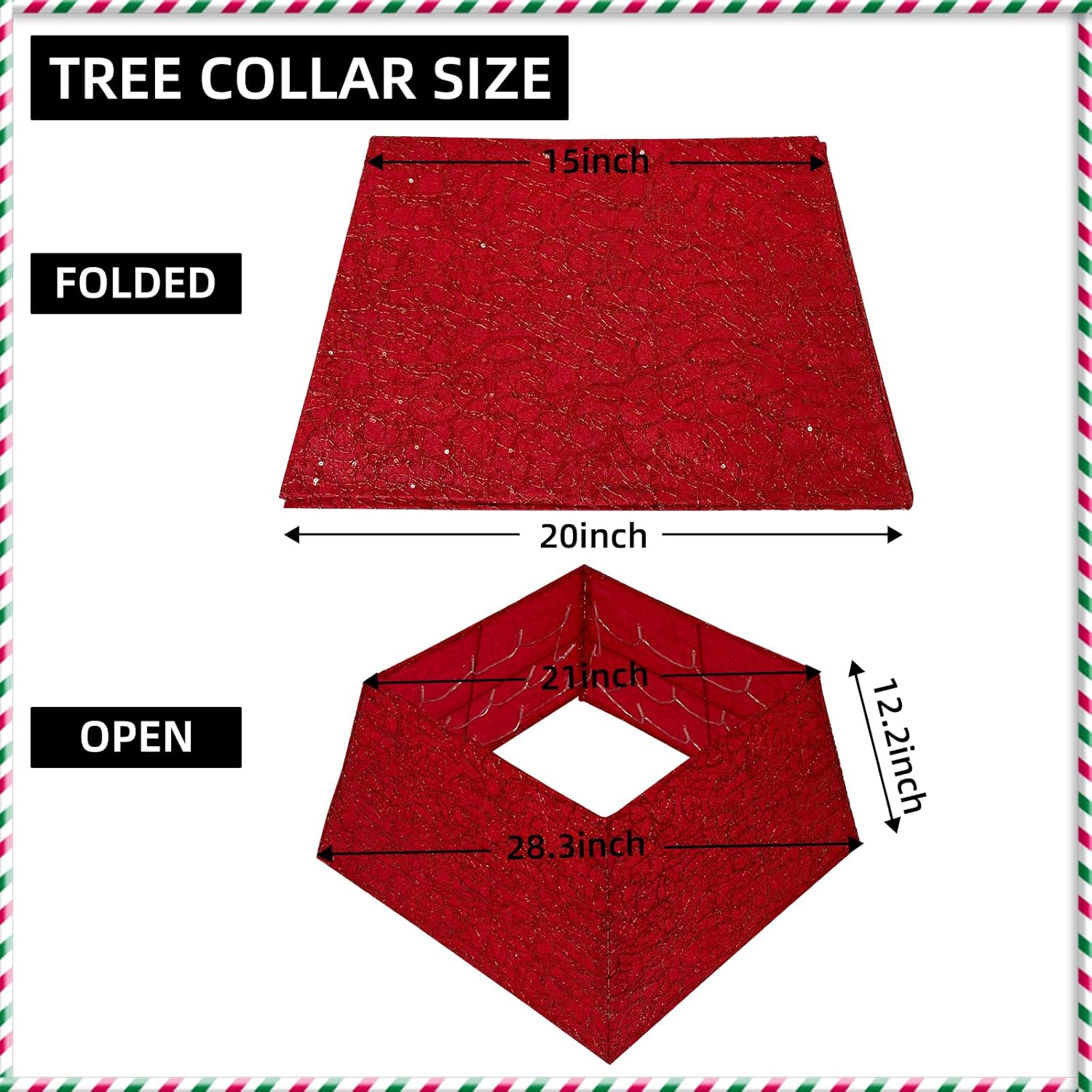 Anycosy Collar de árbol de Navidad con 70 luces LED, anillo de árbol de Navidad alimentado por batería con 8 modos y temporizador para fiesta de