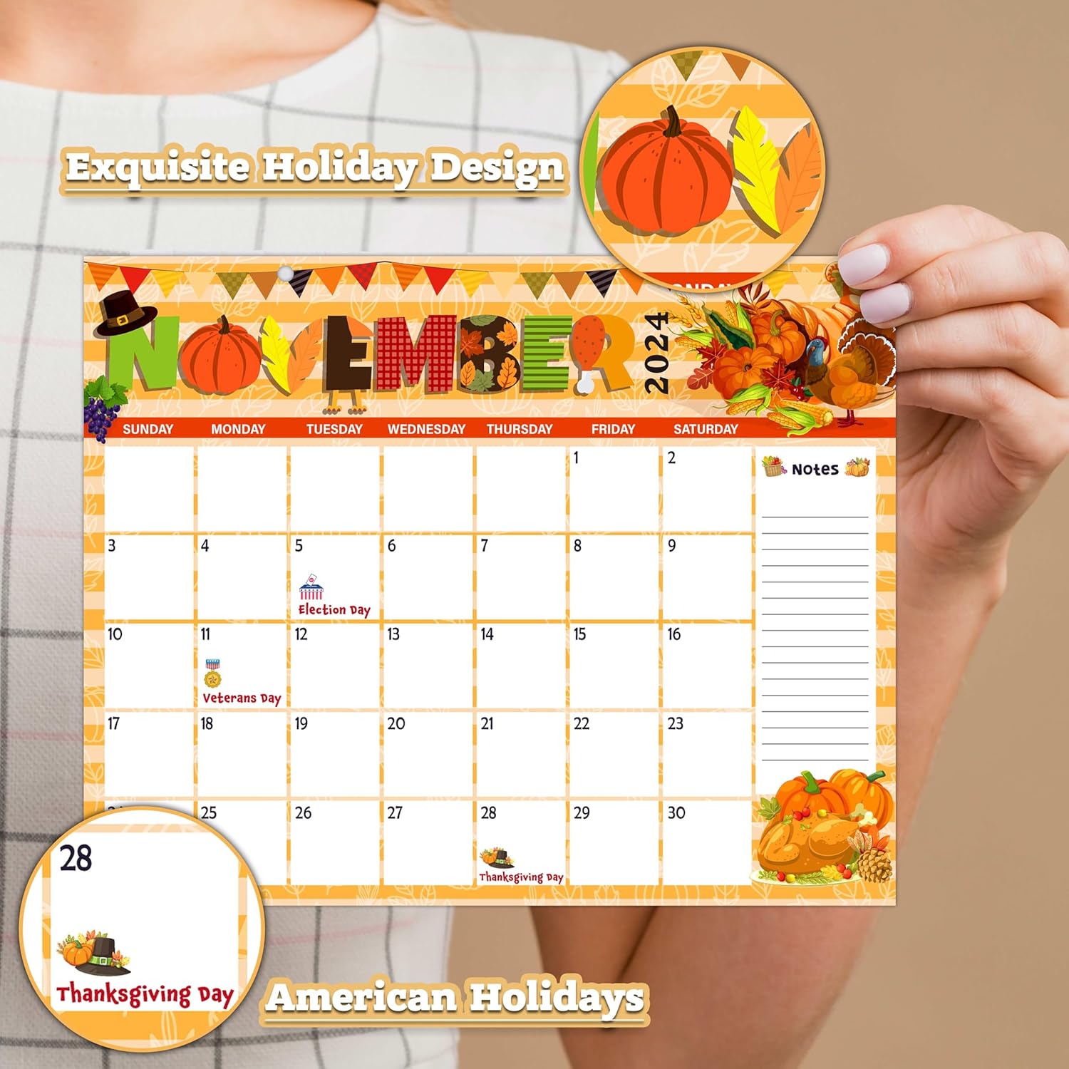 Calendario de escritorio 2024-2025, lindo calendario de mesa de garabatos de 2024 a junio de 2025, 8 x 10 pulgadas, planificador mensual de 18