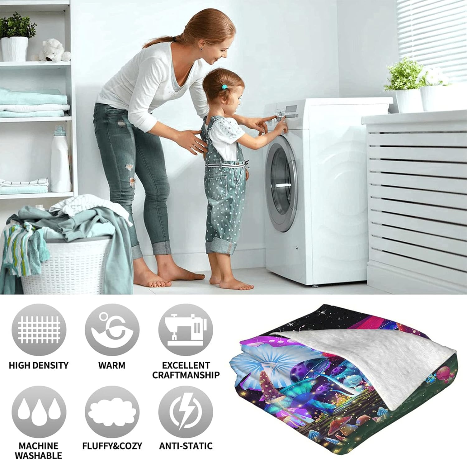 Manta de hongos, ultra suave, cálida y ligera, de franela de forro polar de microespecies de biología, traje para cama, sofá, viajes, decoración del
