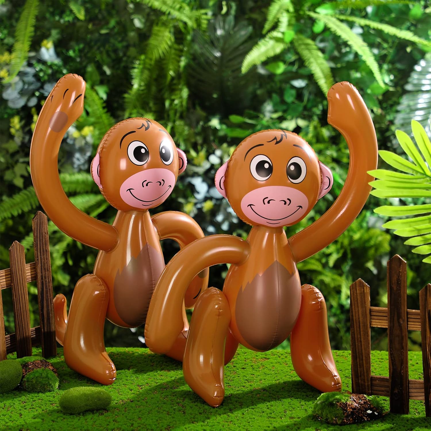 6 monos inflables de 27 pulgadas, suministros de fiesta de safari inflables de animales de safari con temática de monos, decoraciones de fiesta de
