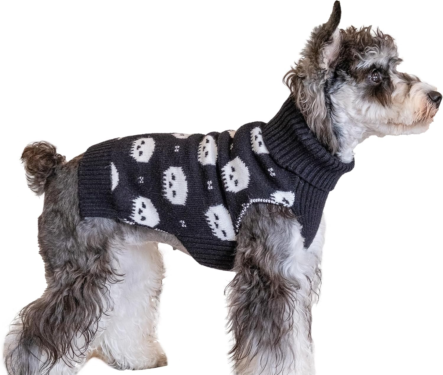 CuteBone Suéter de calavera para perros medianos, ropa de invierno para mascotas, suéter de punto cálido con agujero para arnés