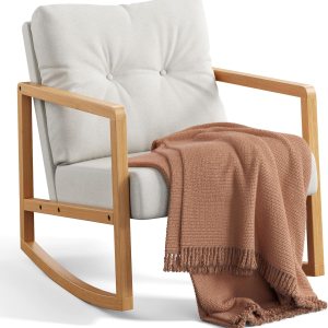 Gizoon Mecedora decorativa de mediados de siglo, silla tapizada de lino, sillón reclinable individual con almohada trasera extra, marco de madera Gizoon Mecedora decorativa de mediados de siglo, silla tapizada de lino, sillón reclinable individual con almohada trasera extra, marco de madera