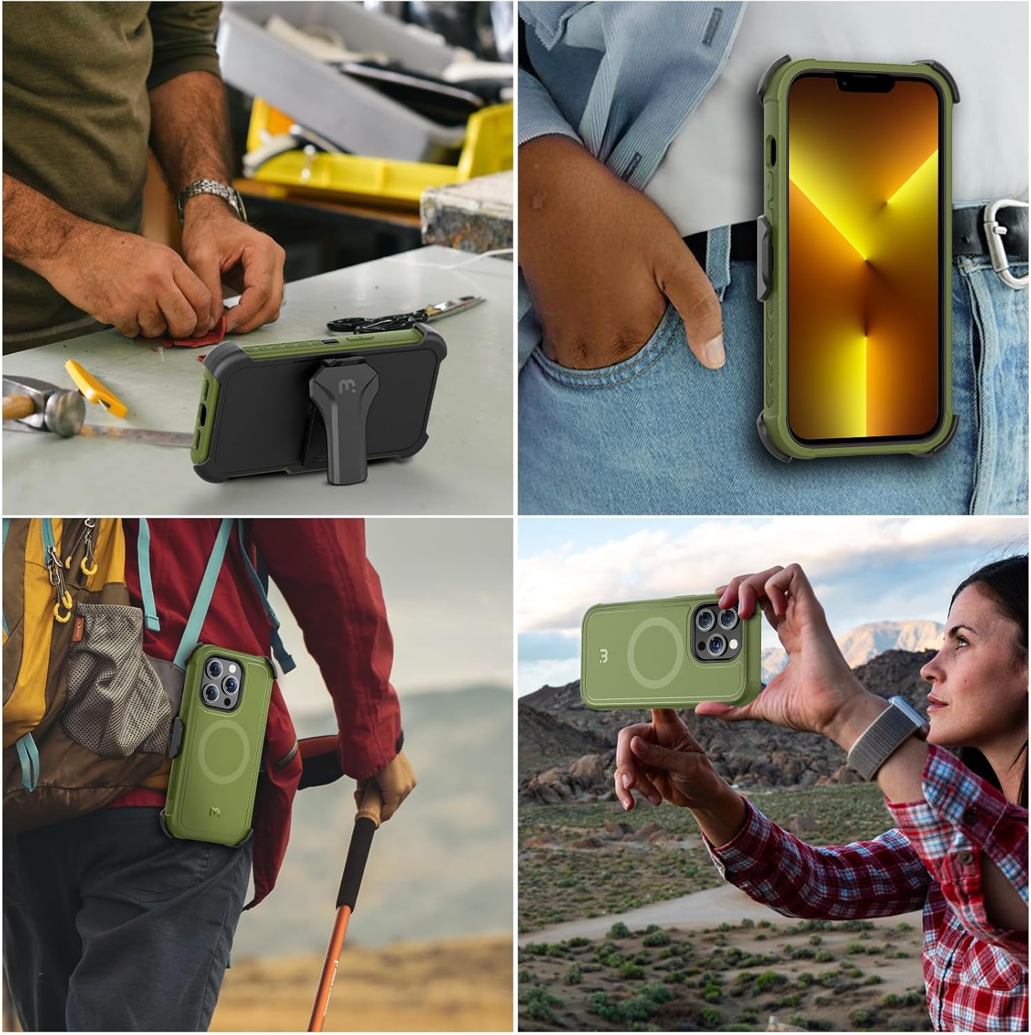 MYBAT PRO Maverick Series – Funda para iPhone 13 Pro con funda de clip para cinturón, con protector de pantalla, anticaídas, a prueba de golpes, con