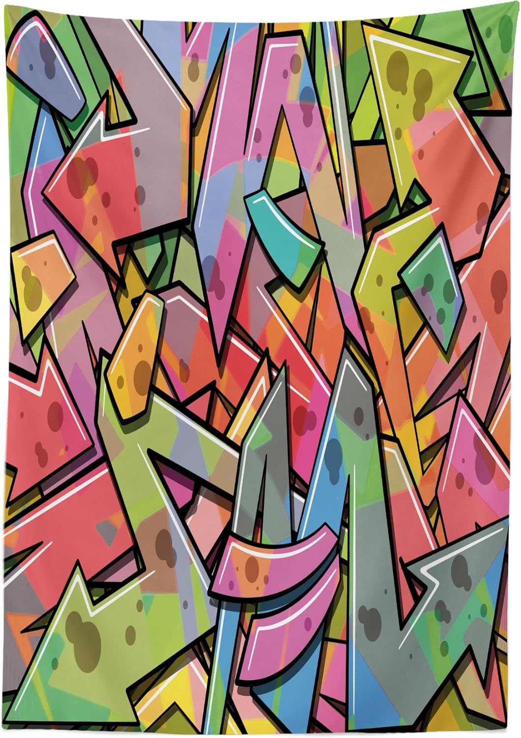 Ambesonne Mantel colorido, diseño abstracto de flechas grunge, graffiti, inspiradas en pintura en aerosol, ilustración de estilo de pintura en