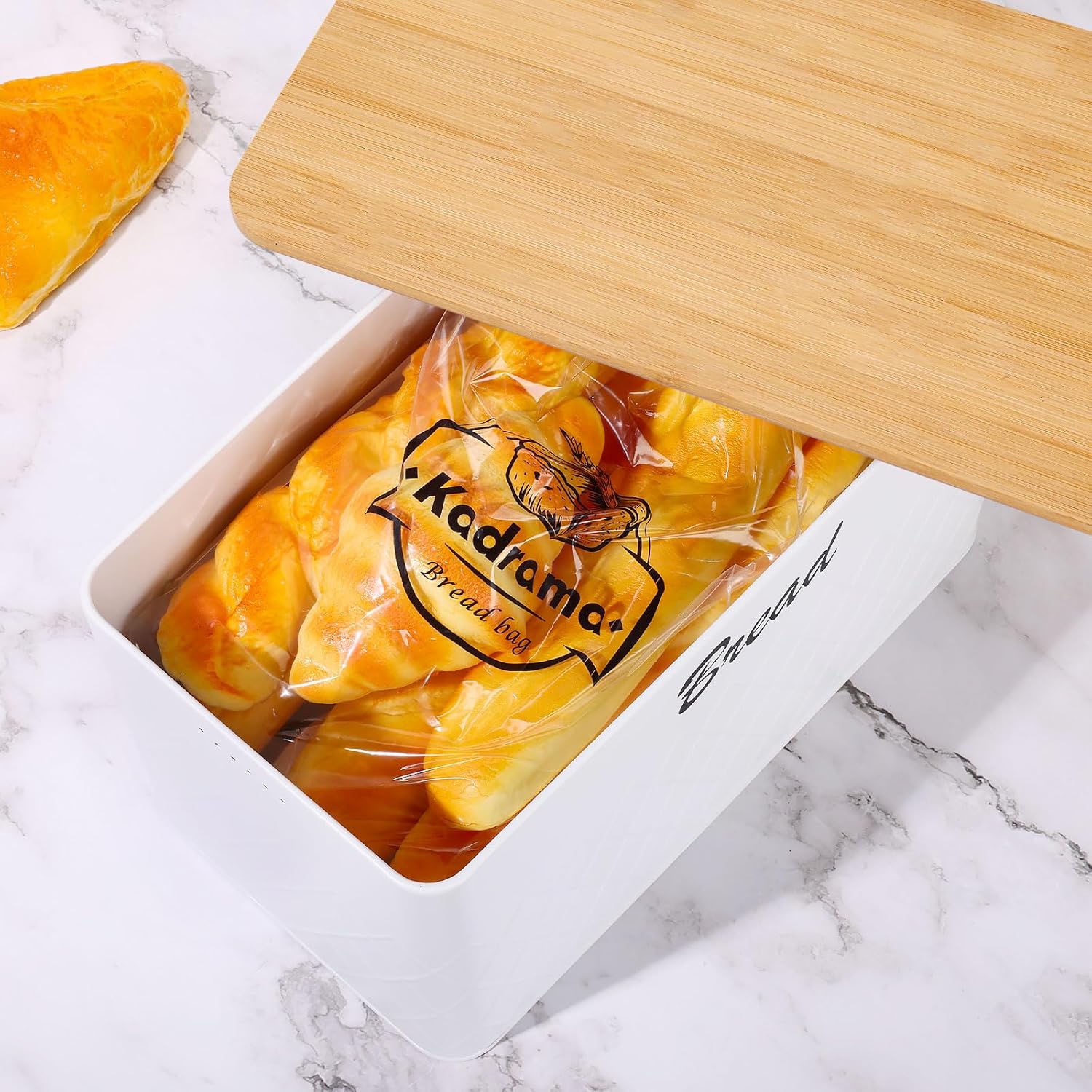 Panera y bolsas de pan con lazos, 100 piezas para encimera de cocina, contenedor de almacenamiento de pan para pan casero, bolsas de pan