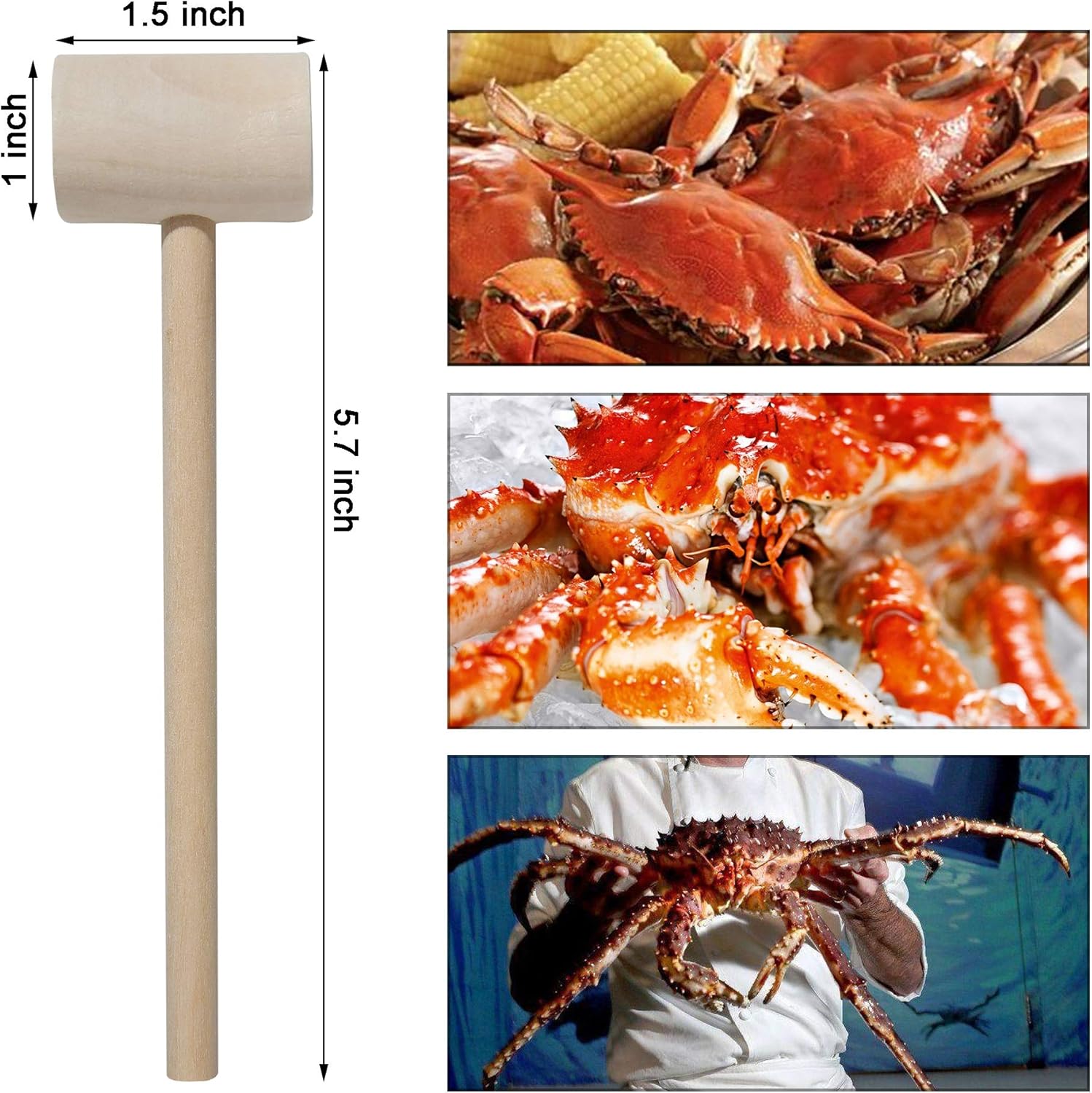 18 piezas de martillos de cangrejo de madera de langosta mariscos