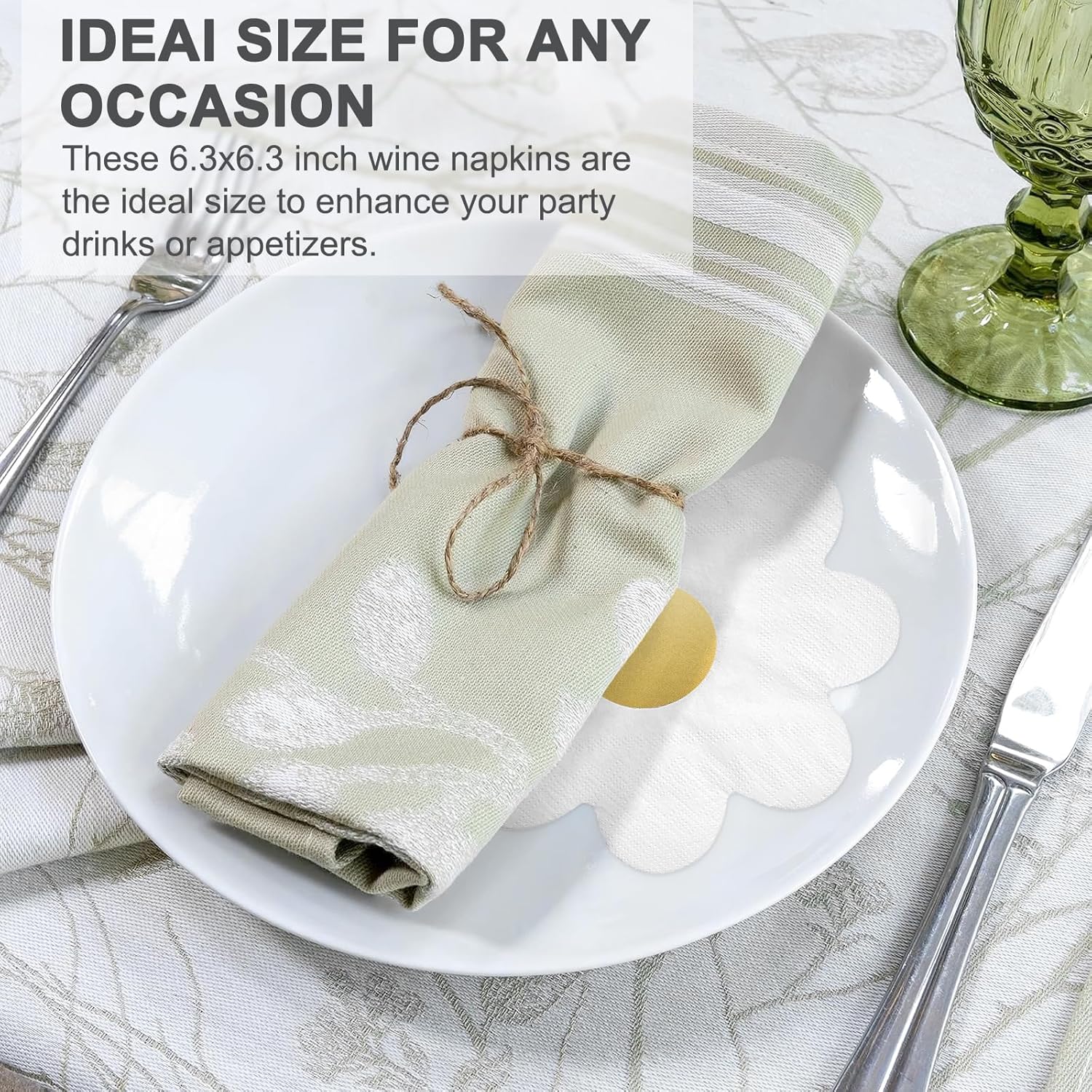 Servilletas de papel desechables con margaritas doradas, bonitas servilletas metálicas de papel dorado para tocador, boda, vacaciones, fiesta de