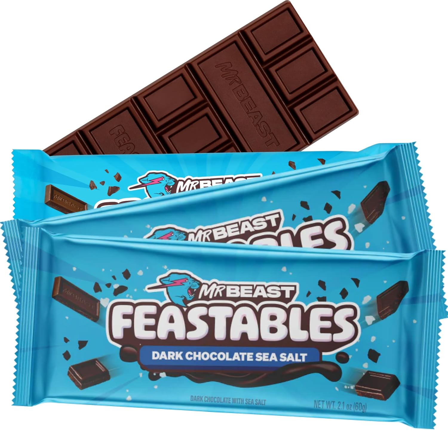 FANTASTY MALL – Barras de chocolate Feastable Mr Beast con mantequilla de maní, chocolate con leche, chocolate negro, sal marina y almendras