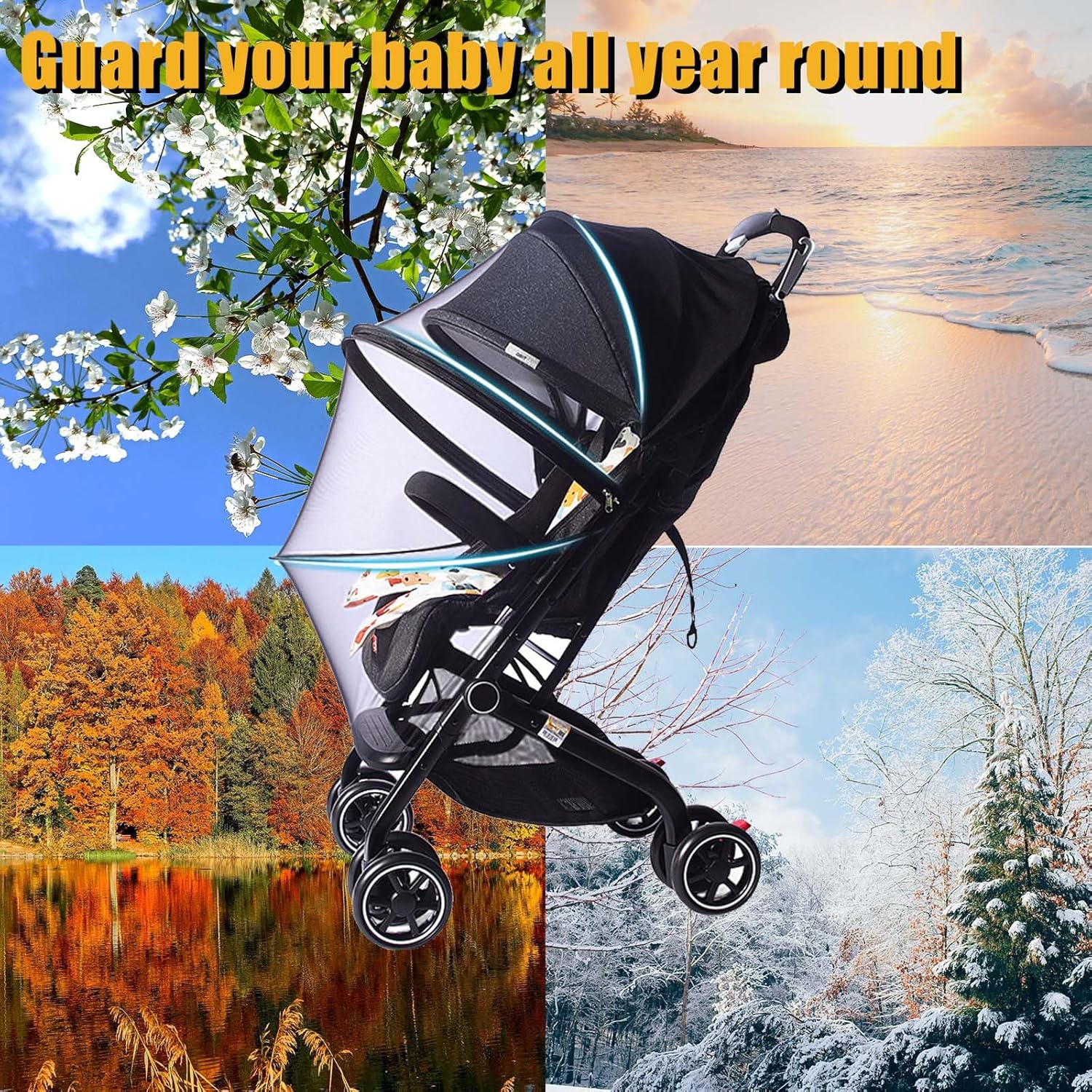 Little World Mosquito Net for Stroller Mosquito Net and Sunshade for Stroller Sun Protection Baby Mosquito Net Mesh Net Cover for Infant