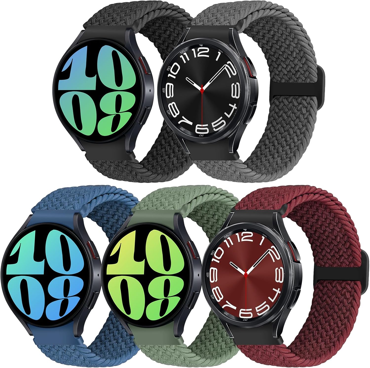 Correas trenzadas compatibles con Samsung Galaxy Watch 654 de 1.575 pulgadas, 1.732 pulgadas, Watch 6 Classic de 1.654 pulgadas, 1.732 pulgadas,