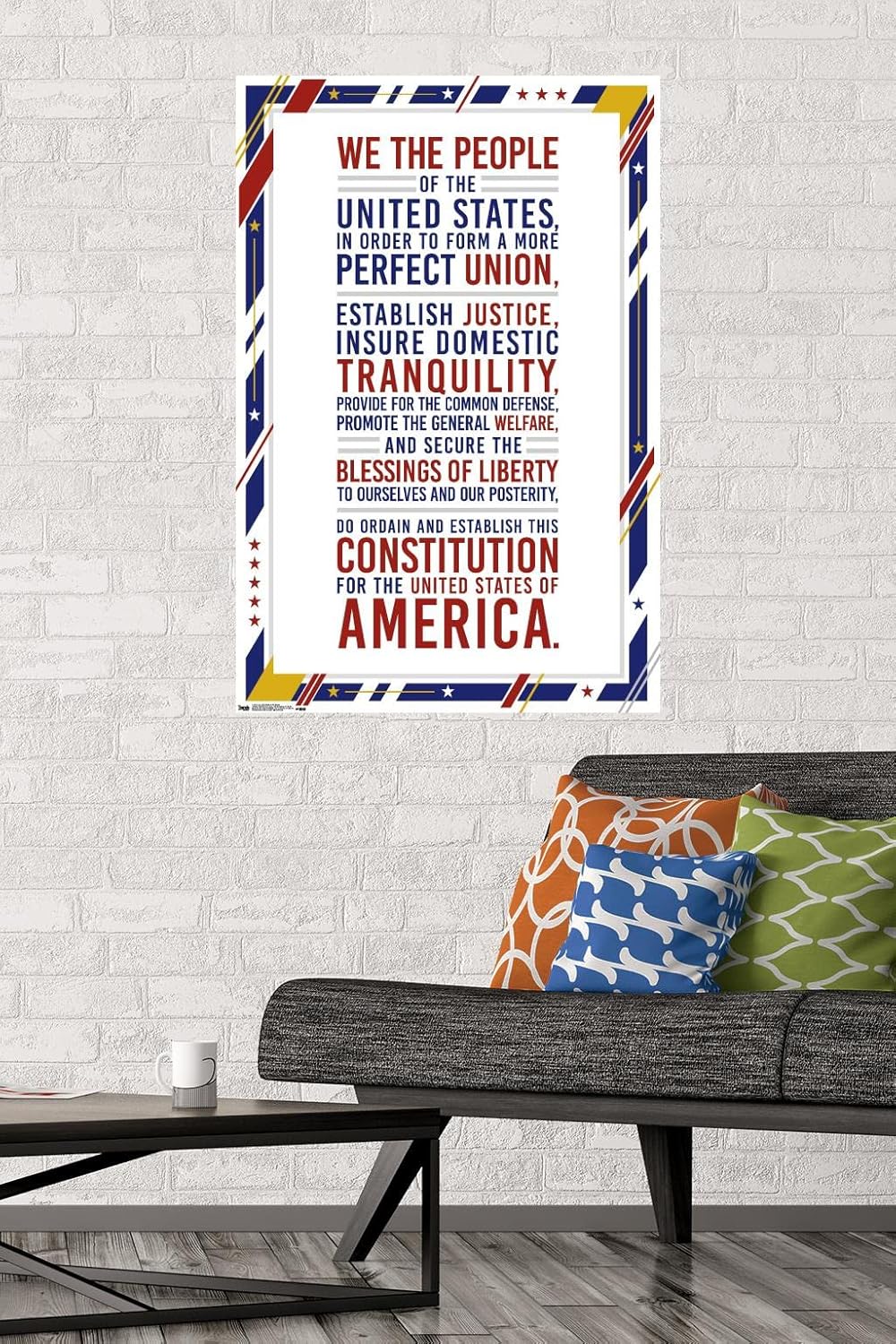 Trends International The United States Of America – Póster de pared con preámbulo de la Constitución, 22.375 x 34 pulgadas, paquete de póster y