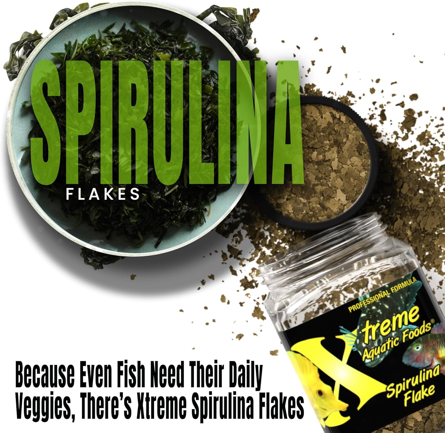 Xtreme Spirulina Crave – Alimento en escamas para peces tropicales, copos ultra frescos de primera calidad con ingredientes naturales, dieta