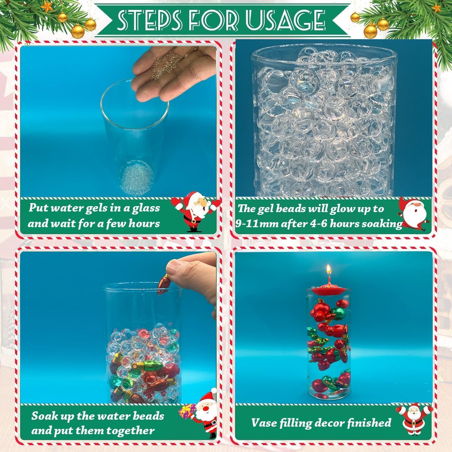 10098 piezas de decoración de jarrones de Navidad para velas flotantes, perlas de imitación, guirnalda de perlas para jarrones, centro de mesa de