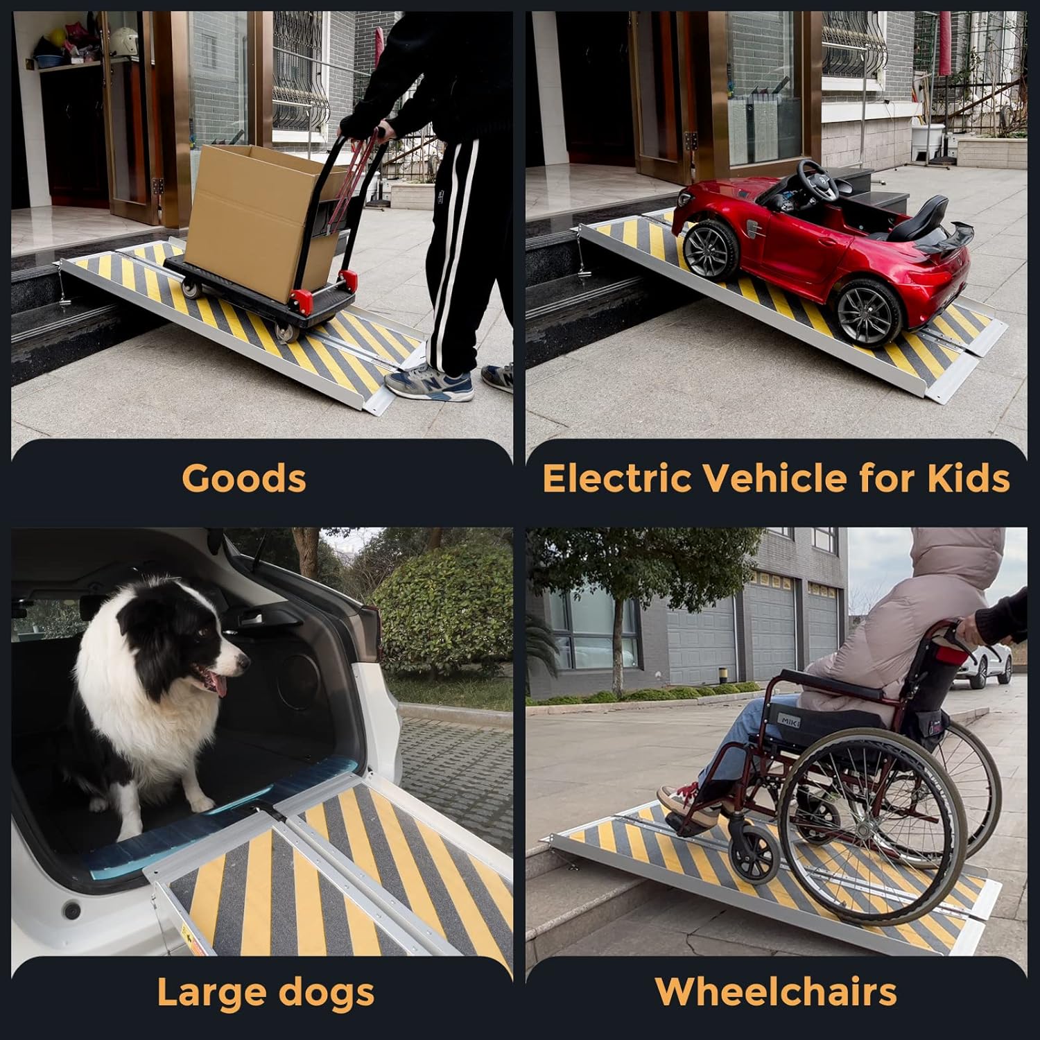 Rampa antideslizante para silla de ruedas de 5 pies, rampas para discapacitados para la entrada del hogar, rampas portátiles para escalones con