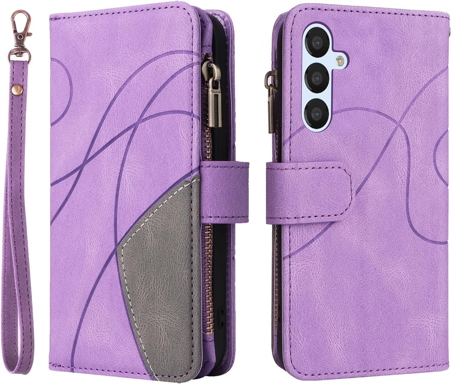 Asuwish Funda de teléfono para Samsung Galaxy A54 5G Funda tipo cartera con protector de pantalla de vidrio templado y correa para la muñeca,