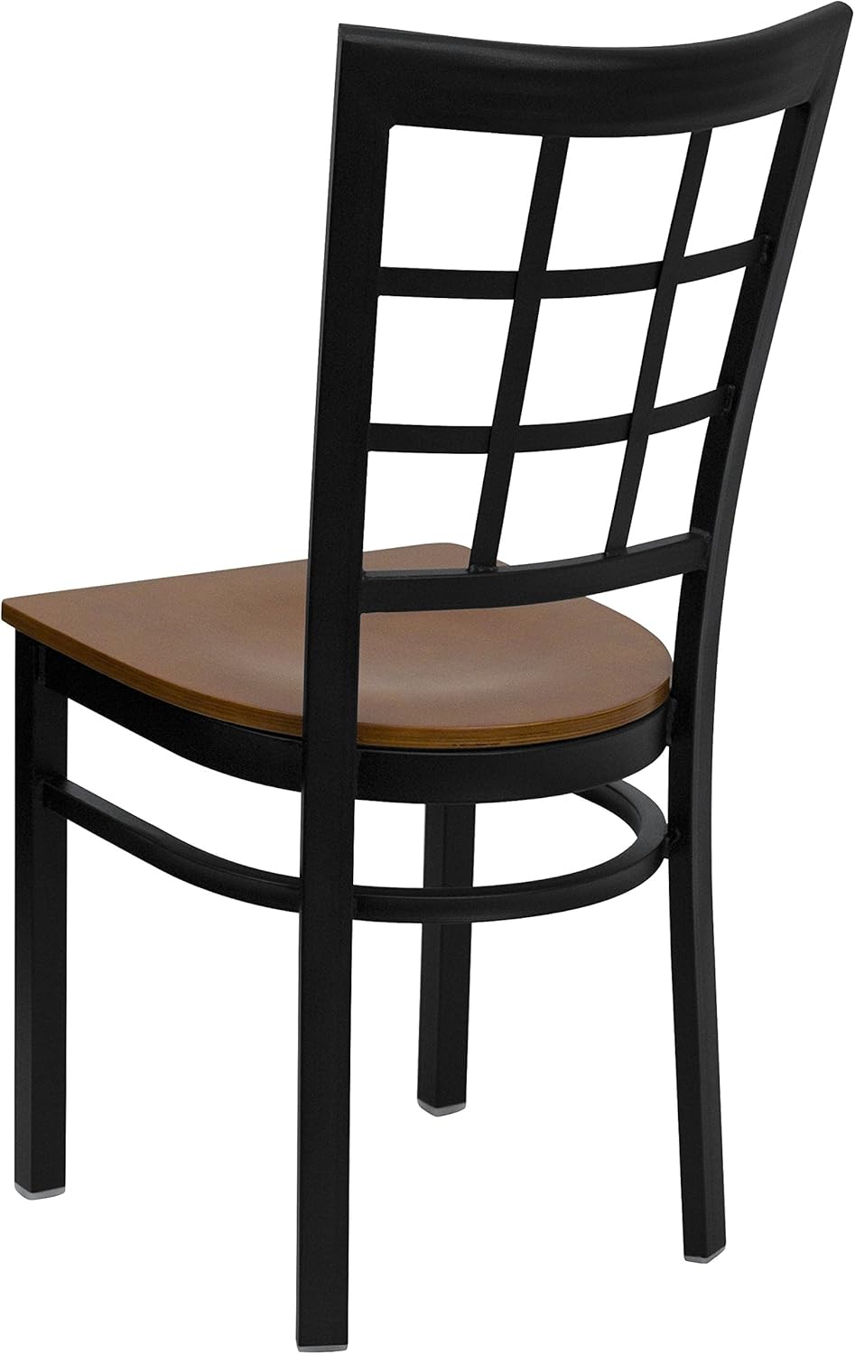 Flash Furniture HERCULES Series Silla de restaurante de metal con ventana trasera negra – Asiento de madera de cerezo