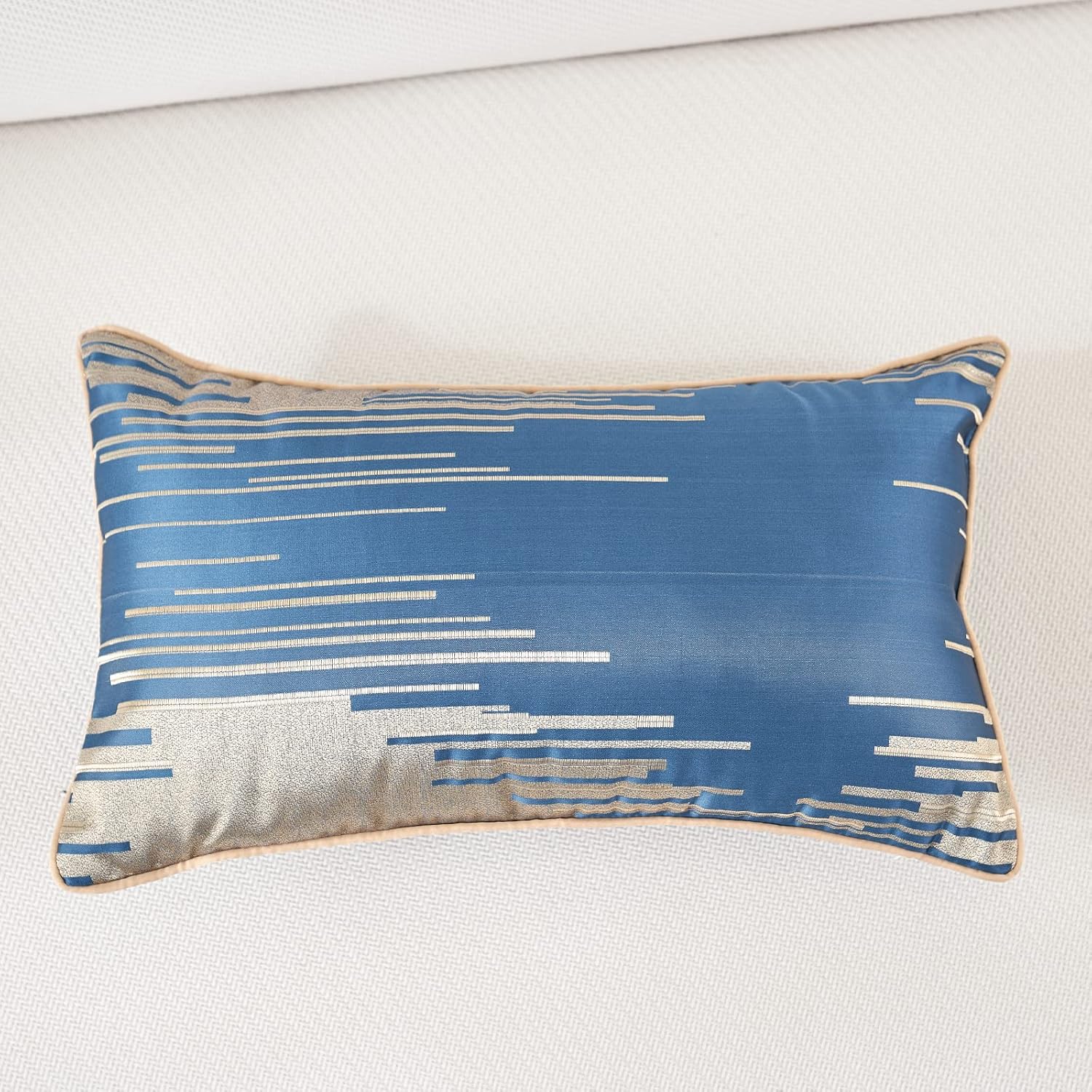 Aeckself Paquete de 2 fundas de almohada rectangulares de jacquard de alta precisión con rayas geométricas modernas, fundas decorativas para sofá,