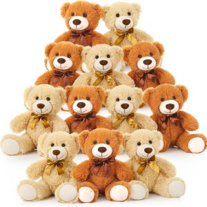 MorisMos Ositos de peluche a granel 12 paquetes de osos de peluche de 14 pulgadas para baby shower, San Valentín, fiesta de boda, marrón claro y MorisMos Ositos de peluche a granel 12 paquetes de osos de peluche de 14 pulgadas para baby shower, San Valentín, fiesta de boda, marrón claro y