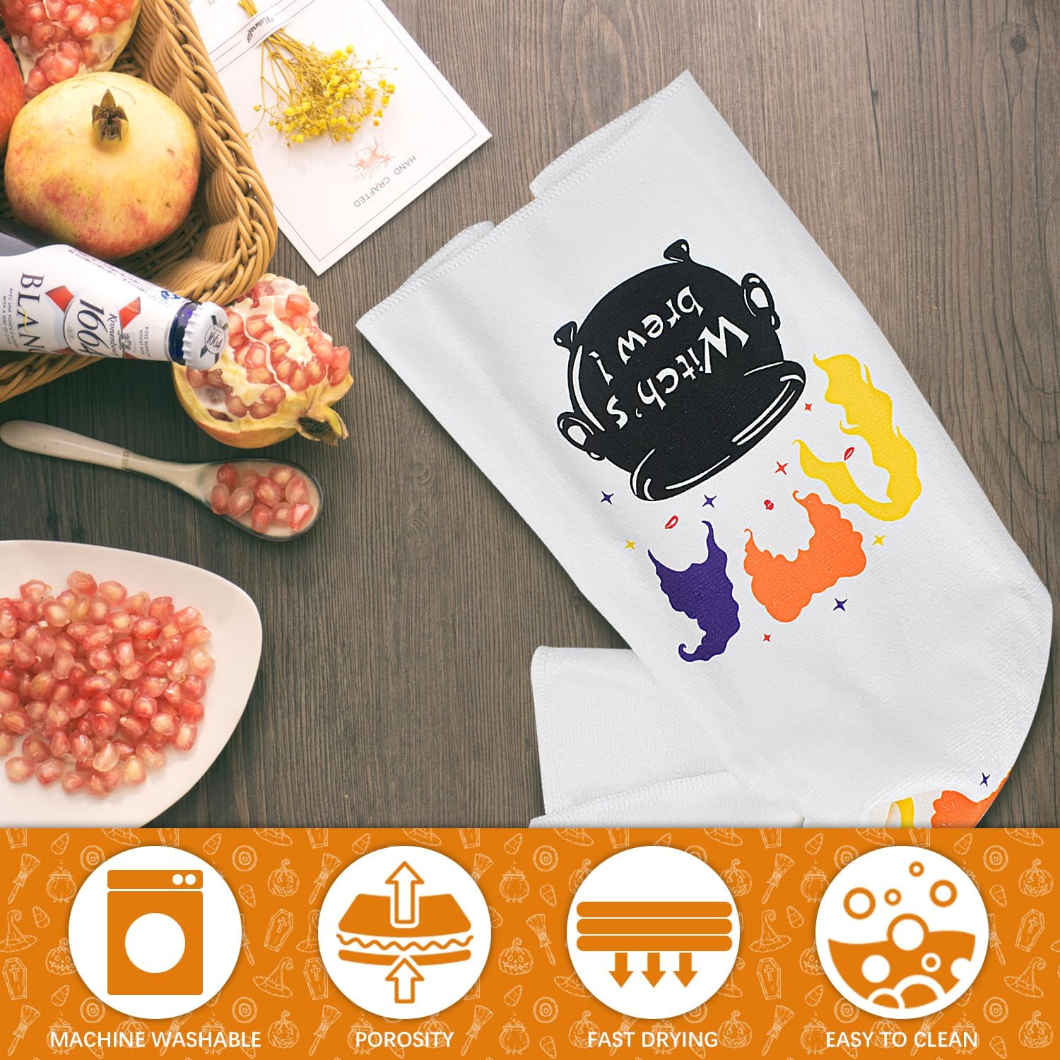 Nialnant Toallas de cocina de Halloween, paños de cocina de espantapájaros negros, decoraciones de fiesta de Halloween, toallas de mano para cocina,