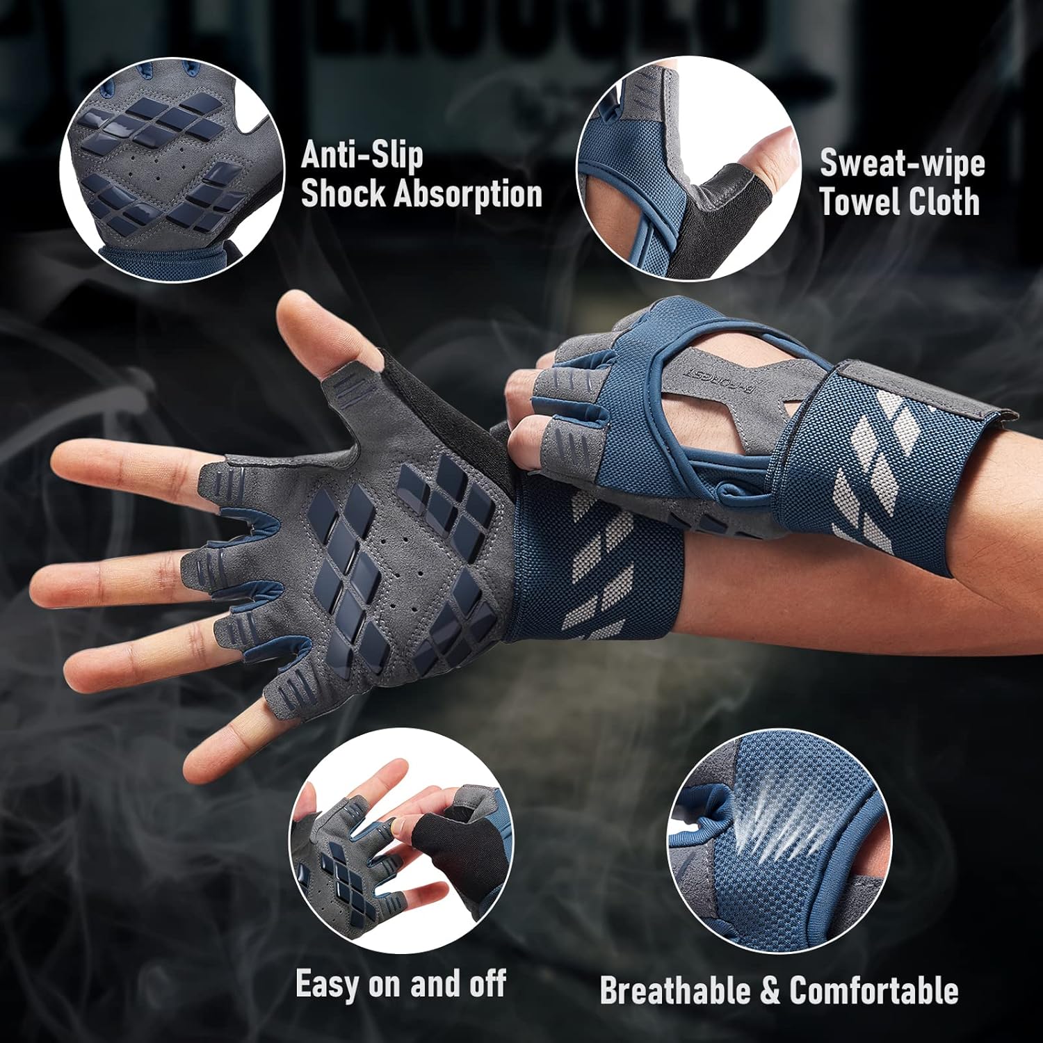 B-Forest Guantes de entrenamiento, guantes de gimnasio, guantes de levantamiento de pesas con muñequera para hombres y mujeres para entrenamiento,