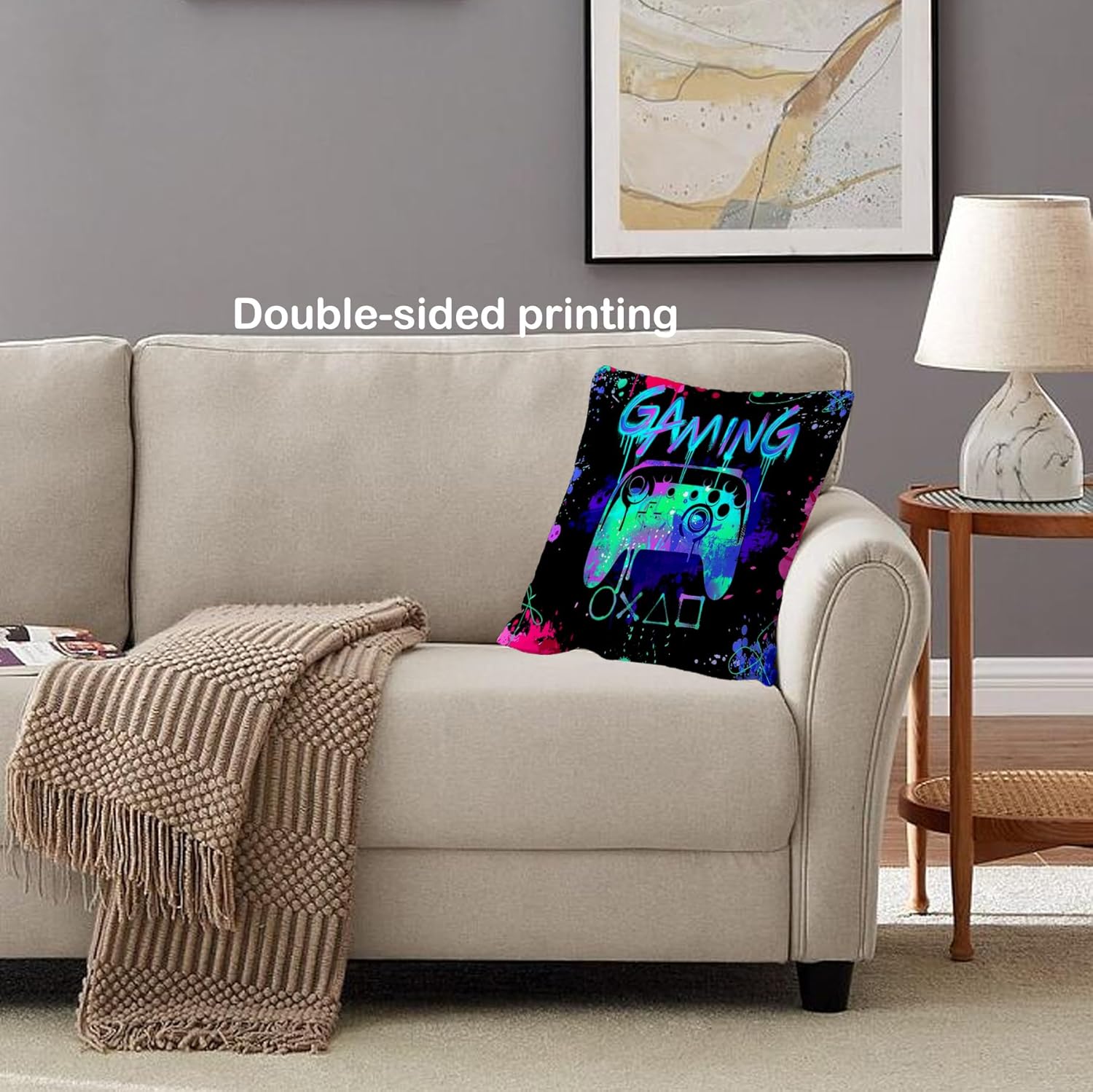 Almohadas para videojuegos, fundas de almohada de 18 x 18 pulgadas, decoración de sala de juegos, decoración de sala de juegos, funda de almohada