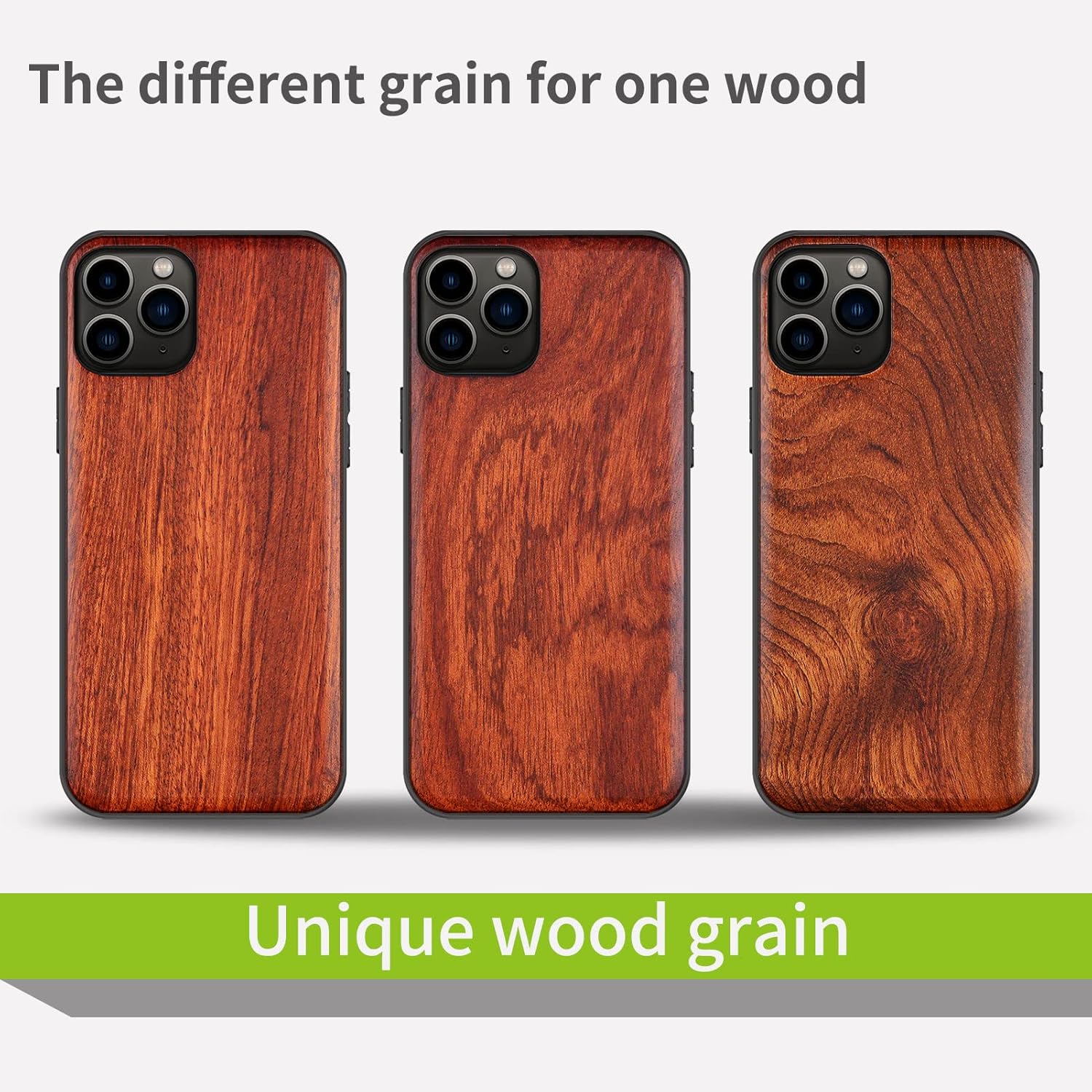 Carveit Funda de madera para iPhone 11 Pro Max madera real dura y TPU suave negro a prueba de golpes, funda protectora única y elegante de madera