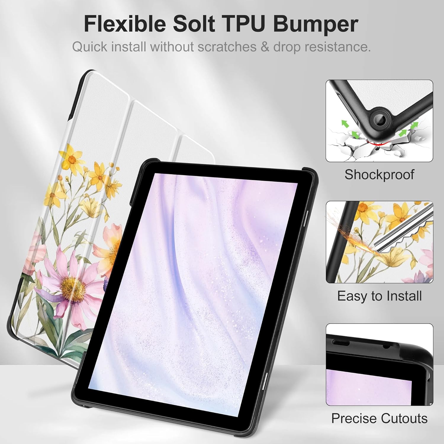 May Chen Funda para tablet Tienda Kindle Fire HD 10 (13 generación, versión 2023) de 10.1 pulgadas, funda de piel sintética con soporte triple para