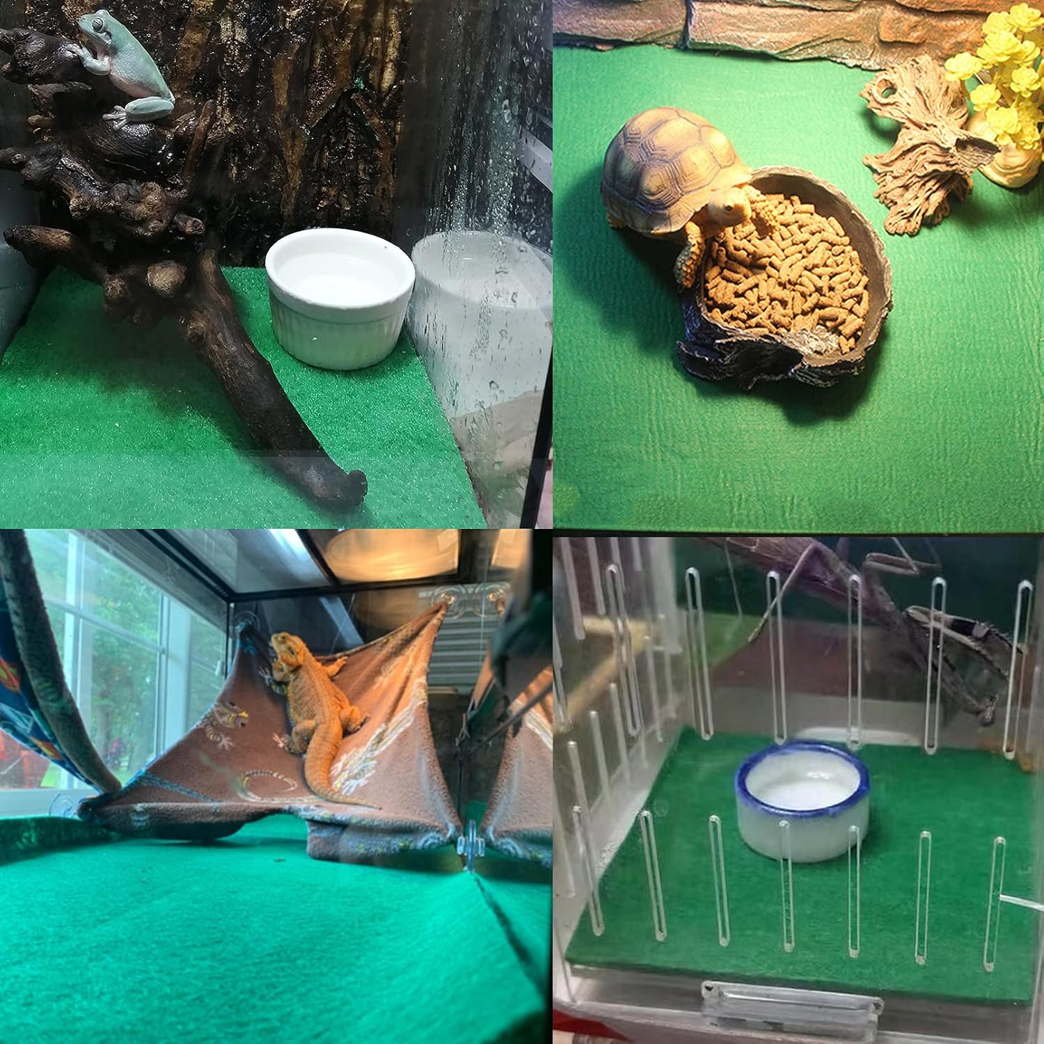 2 alfombras de reptil de 23.6 x 15.7 pulgadas, terrario, revestimiento de sustrato para lagartos, tortugas, serpientes, dragón barbudo, suministros