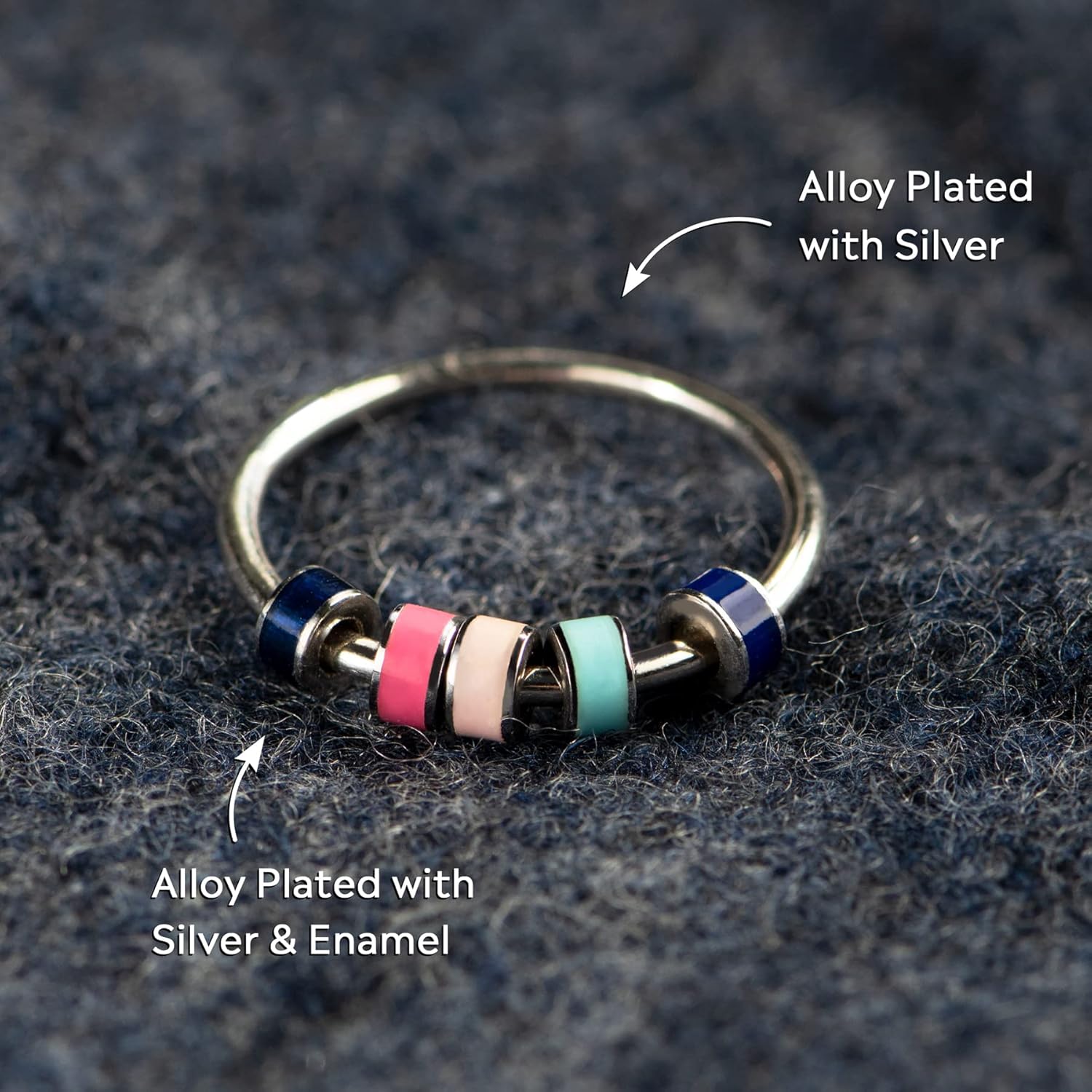 STORYJEWELLERY Anillos antiestrés para mujeres, anillo de ansiedad para niñas, anillo giratorio para mujer, anillos antiestrés de esmalte plateado,