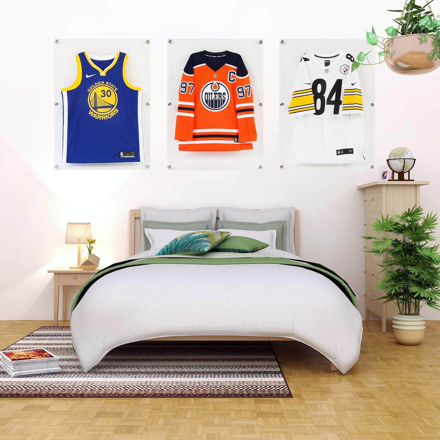 Vitrina de acrílico con marco de jersey, con cerradura con soporte de montaje en pared, resistente a los rayos UV, protección antidecoloración