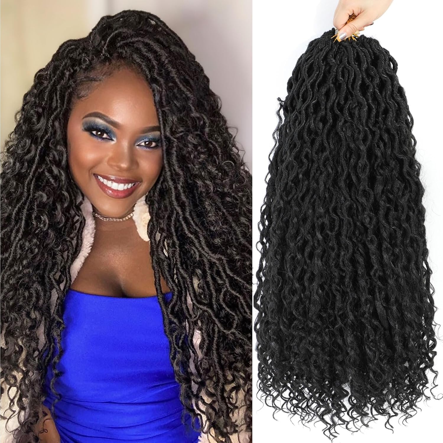 Goddess Locs – Cabello de ganchillo de 22 pulgadas, 8 paquetes de rastas sintéticas de cabello de ganchillo para mujeres negras, rastas sintéticas