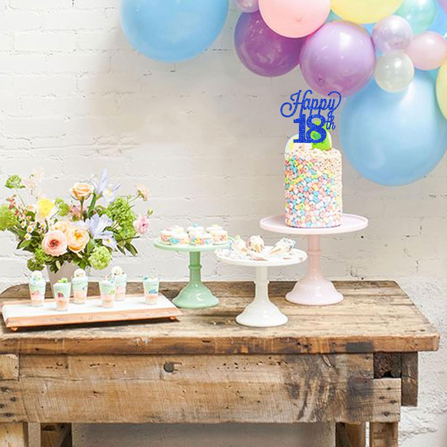 1 paquete de decoración para pastel de feliz 18 años, purpurina negra número 18, 18 cumpleaños, decoración para tartas de cumpleaños de 18 años,