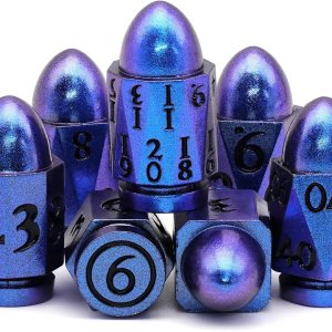 Dados DND de bala para Calabozos y Dragones, juego de dados de metal D&D único y genial Cyberpunk dados poliédricos D y D para juegos de rol, Sci-Fi Dados DND de bala para Calabozos y Dragones, juego de dados de metal D&D único y genial Cyberpunk dados poliédricos D y D para juegos de rol, Sci-Fi