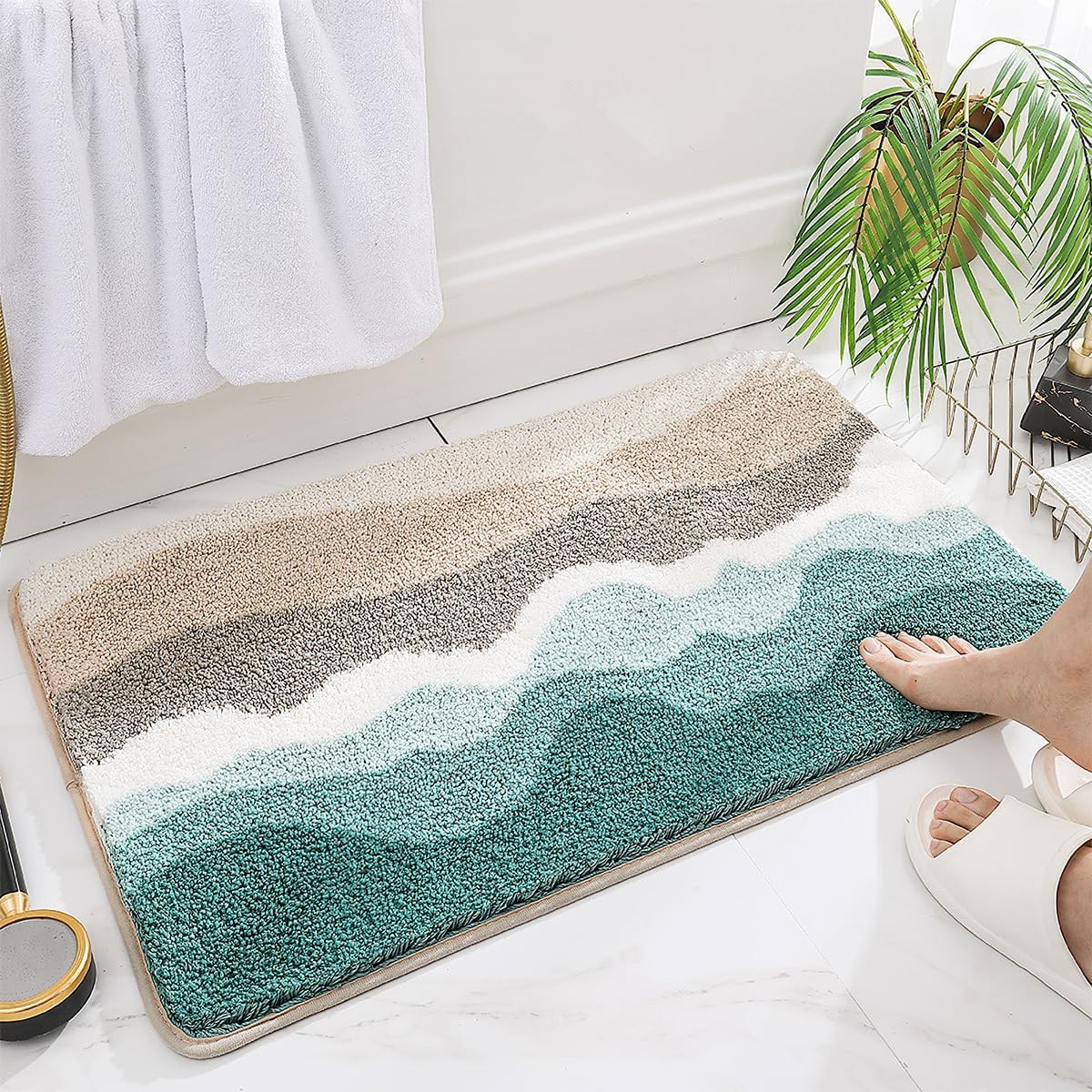 Loismood Tapete de baño súper absorbente de microfibra esponjosa, antideslizante y lavable a máquina, tapete de baño para baño, dormitorio y sala de